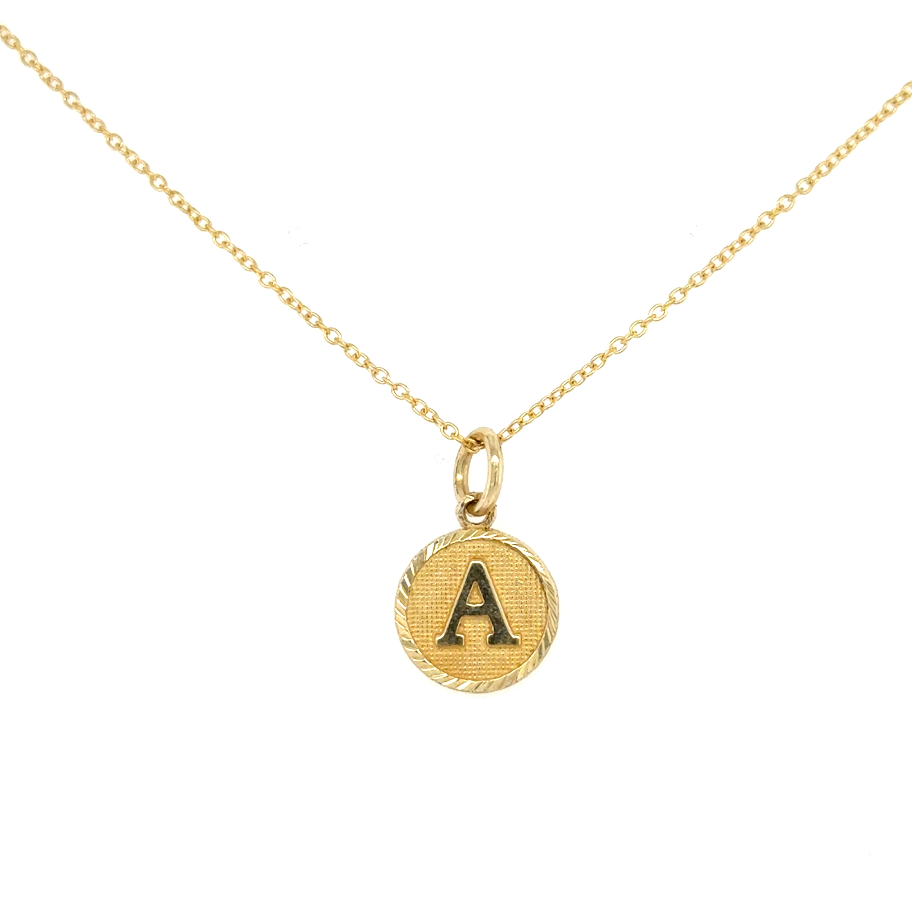 10K Gold Bordered Initial Disc Charm