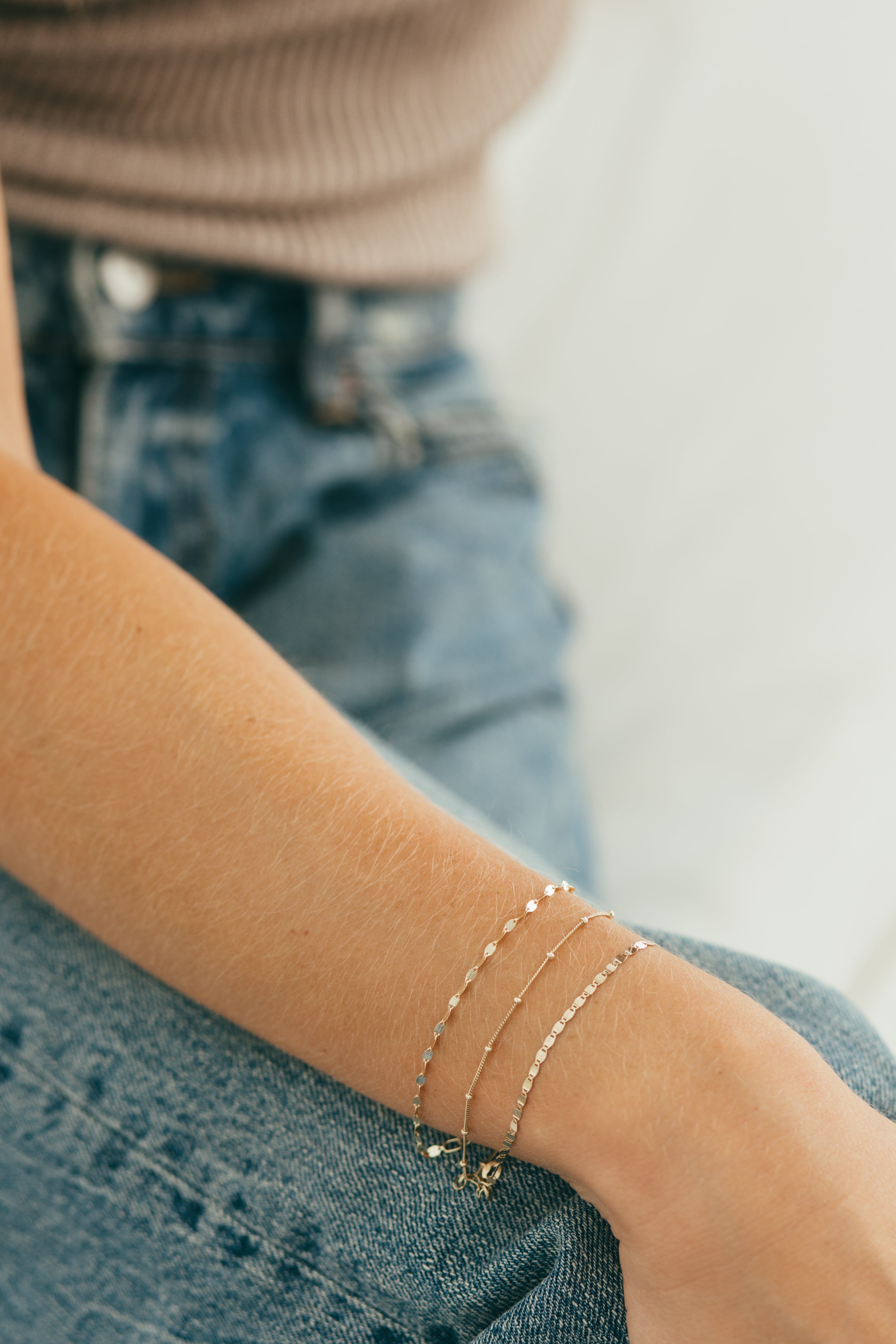 10K Gold Spaced Bead Chain Bracelet