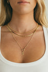Gold Fluted Initial Charm Pendant