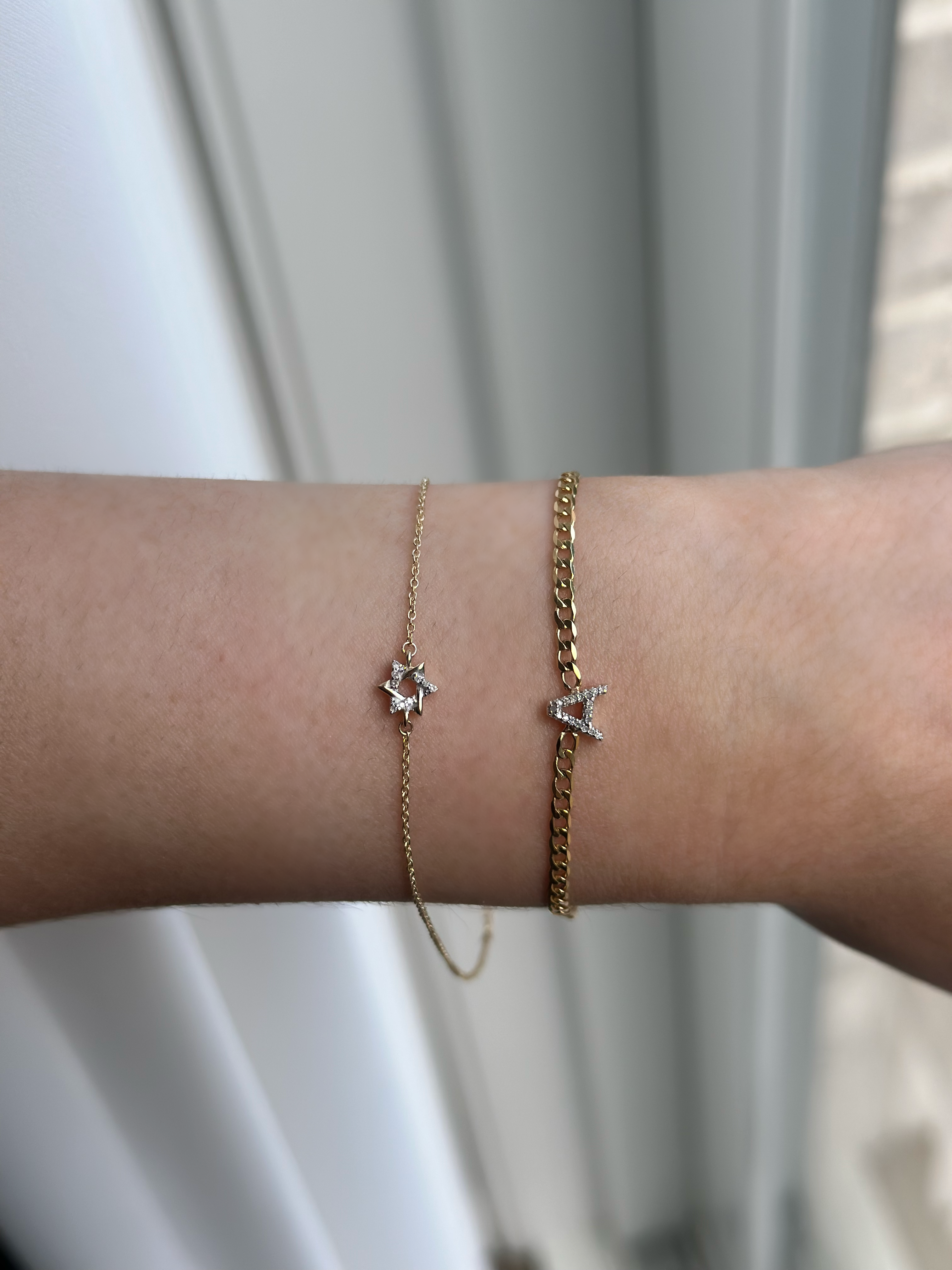 10K Gold and Diamond Mini Star of David Bracelet