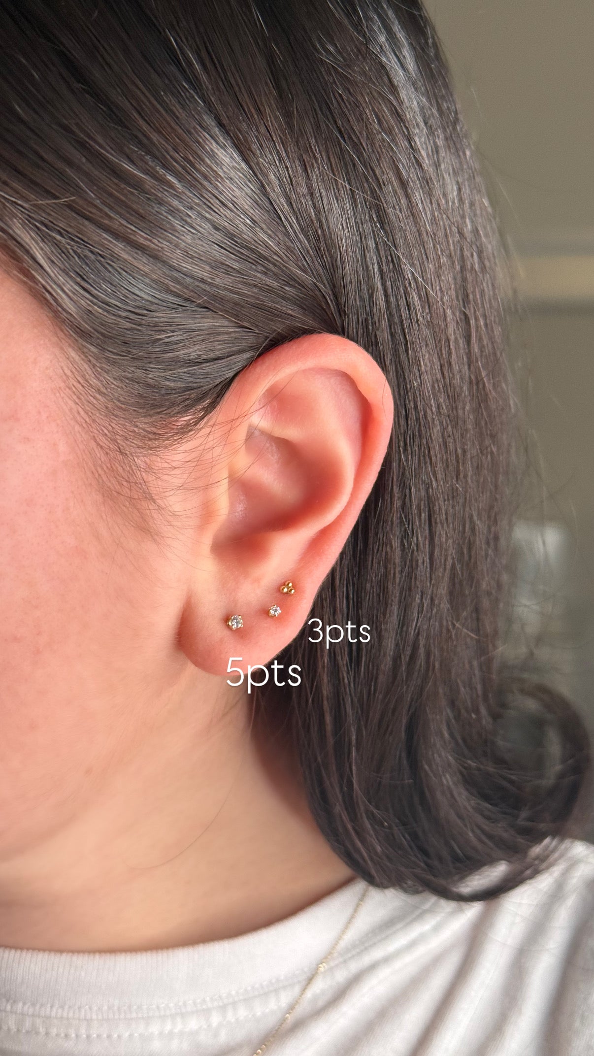 14K Gold Mini Diamond Stud - 0.05 per stone