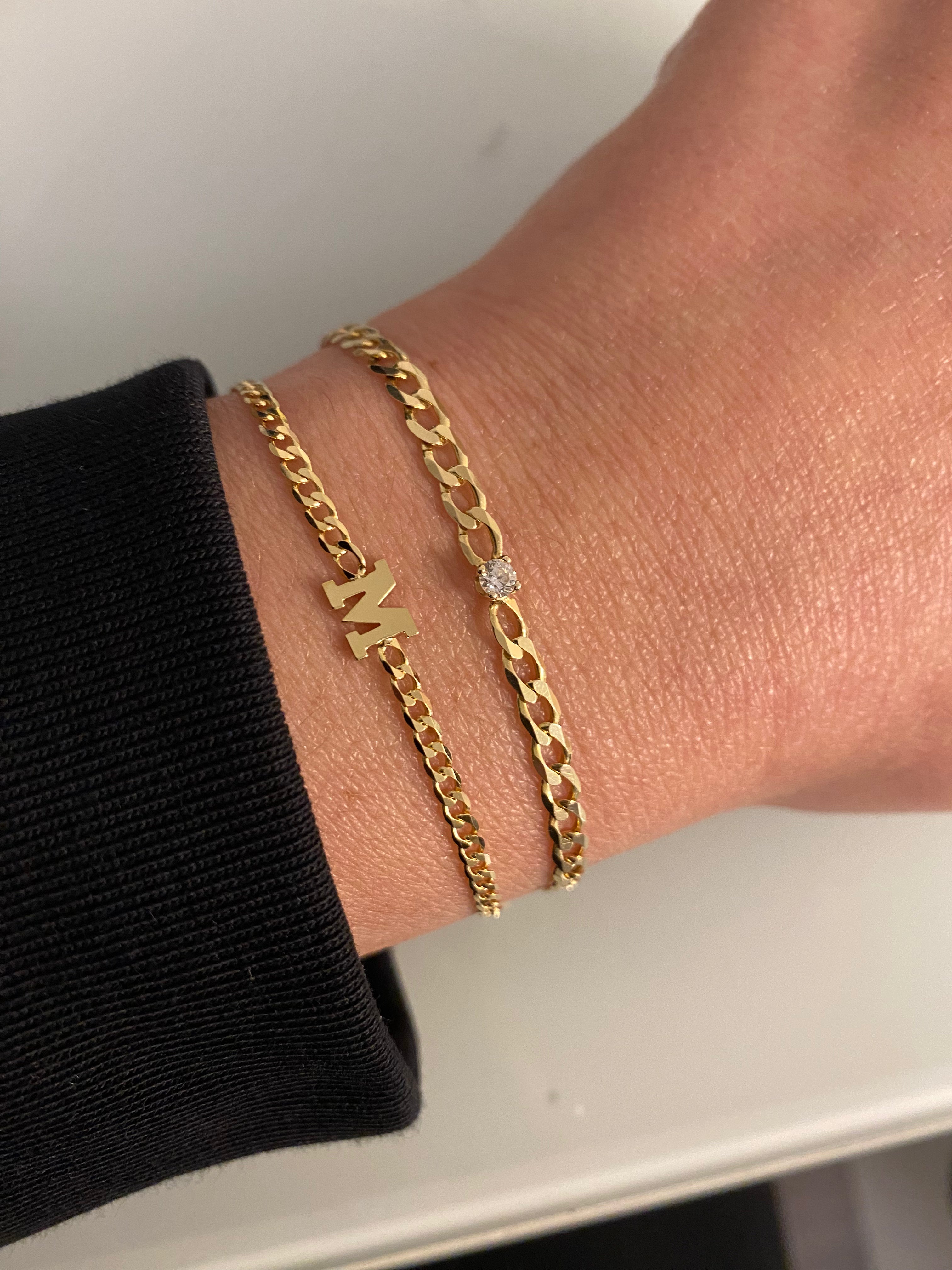 Curb Chain and Initial Bracelet