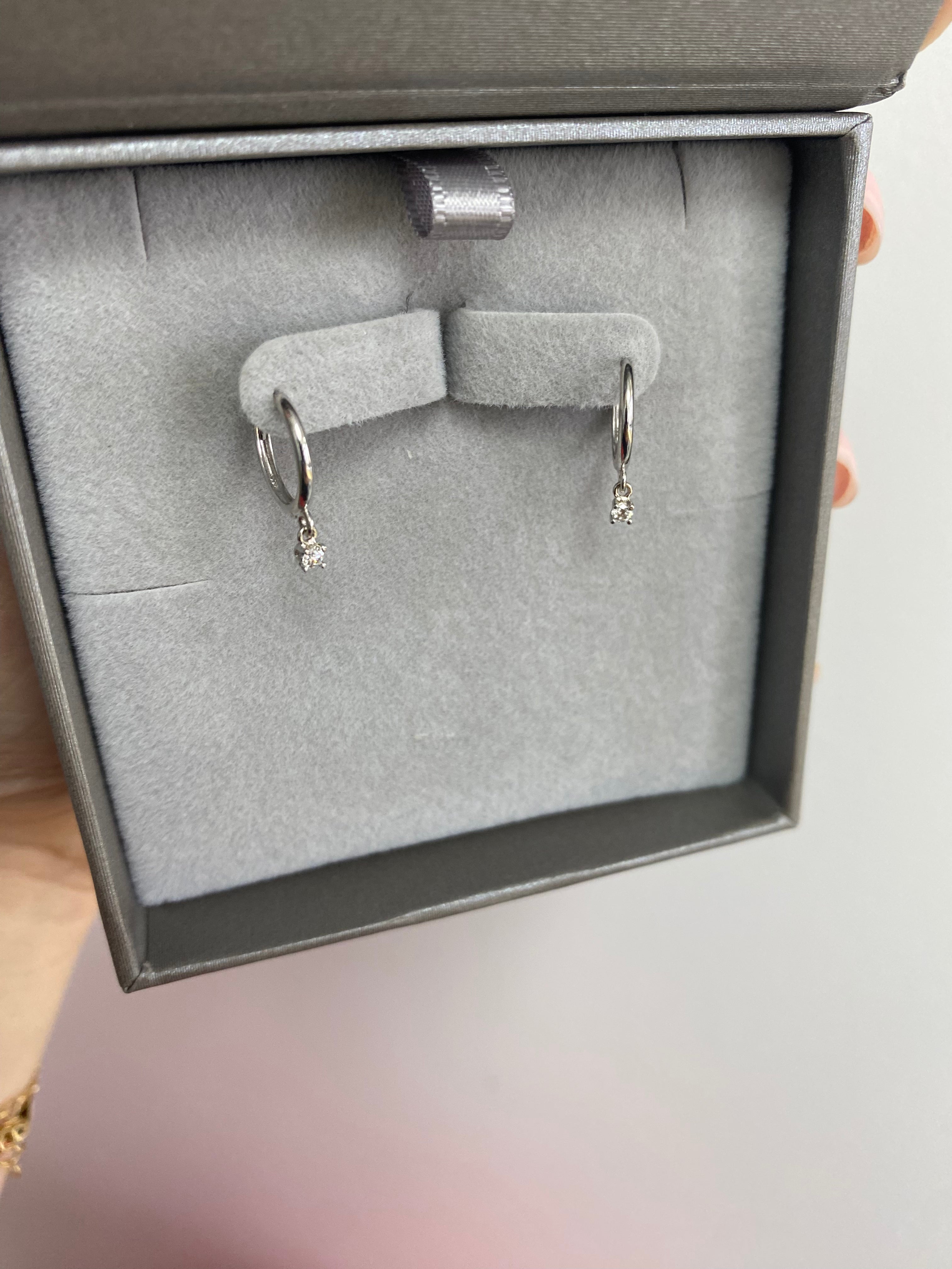 Dangling Diamond Huggie Earrings 