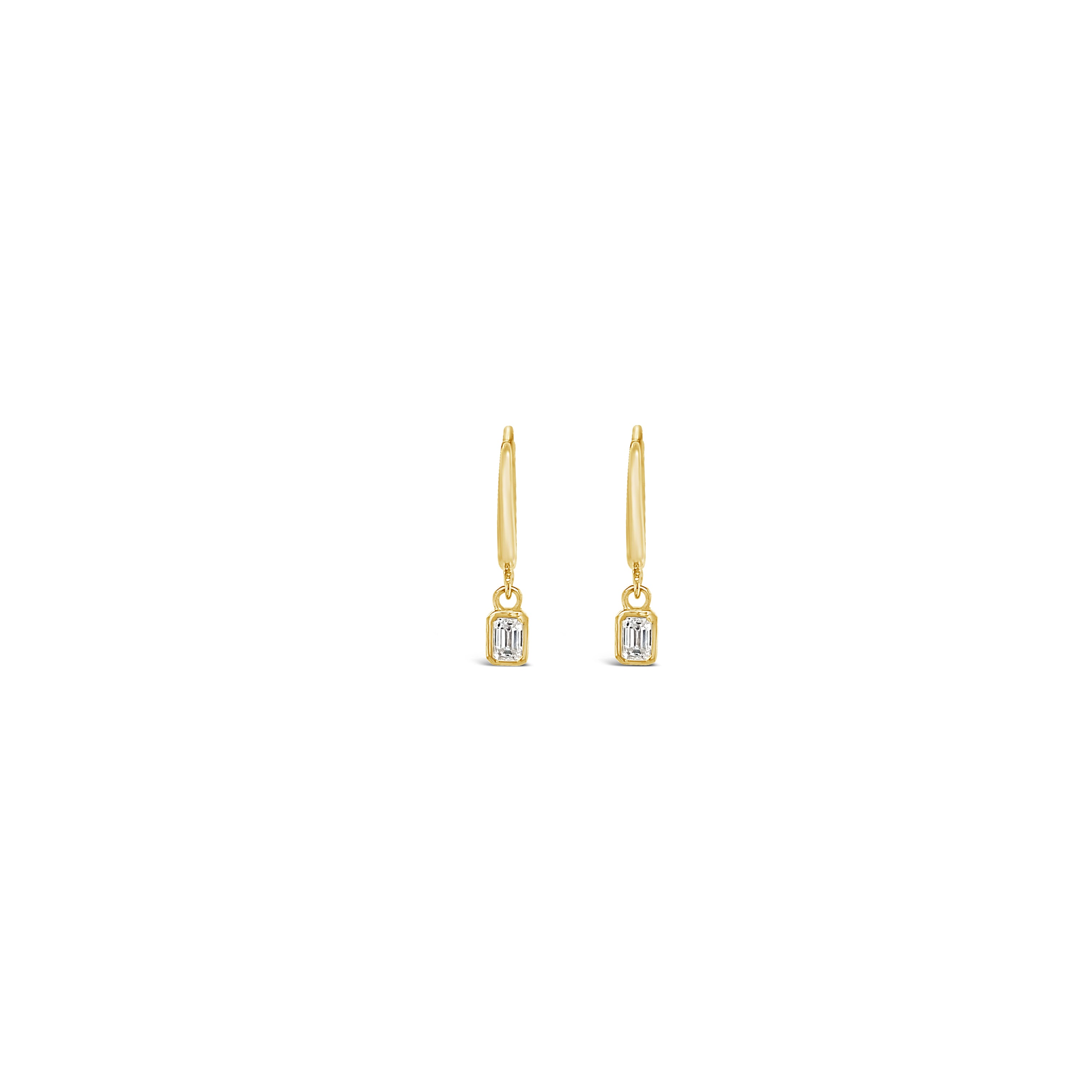 Dangling Emerald Diamond Bezel Huggie Earrings - Jessica Jewellery