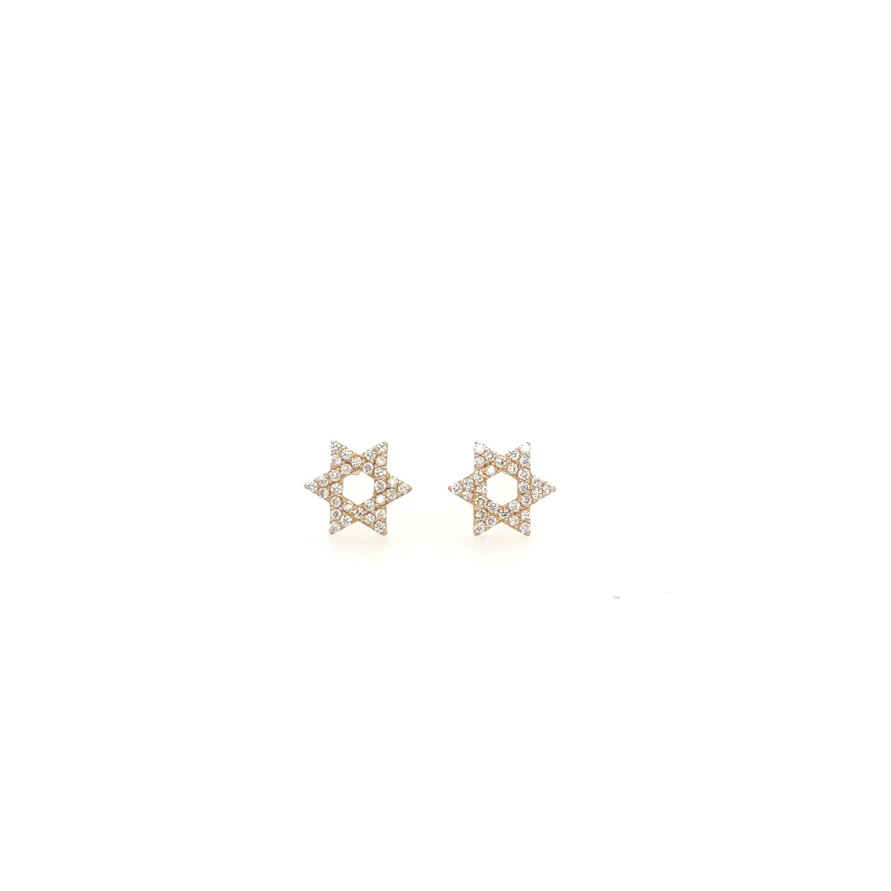 14K Gold Pavé Diamond Star of David Stud Earrings