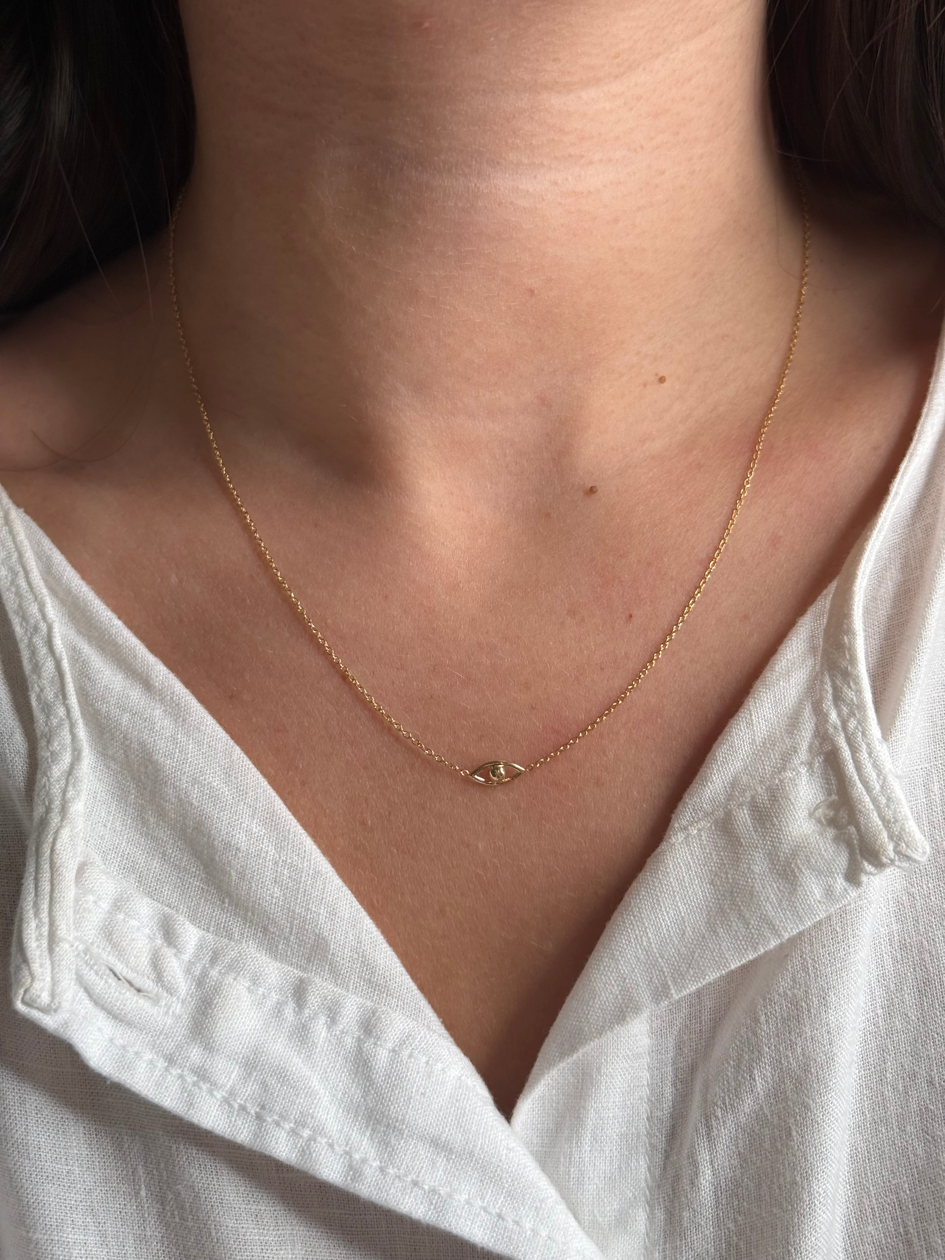 10K Gold Mini Evil Eye Necklace