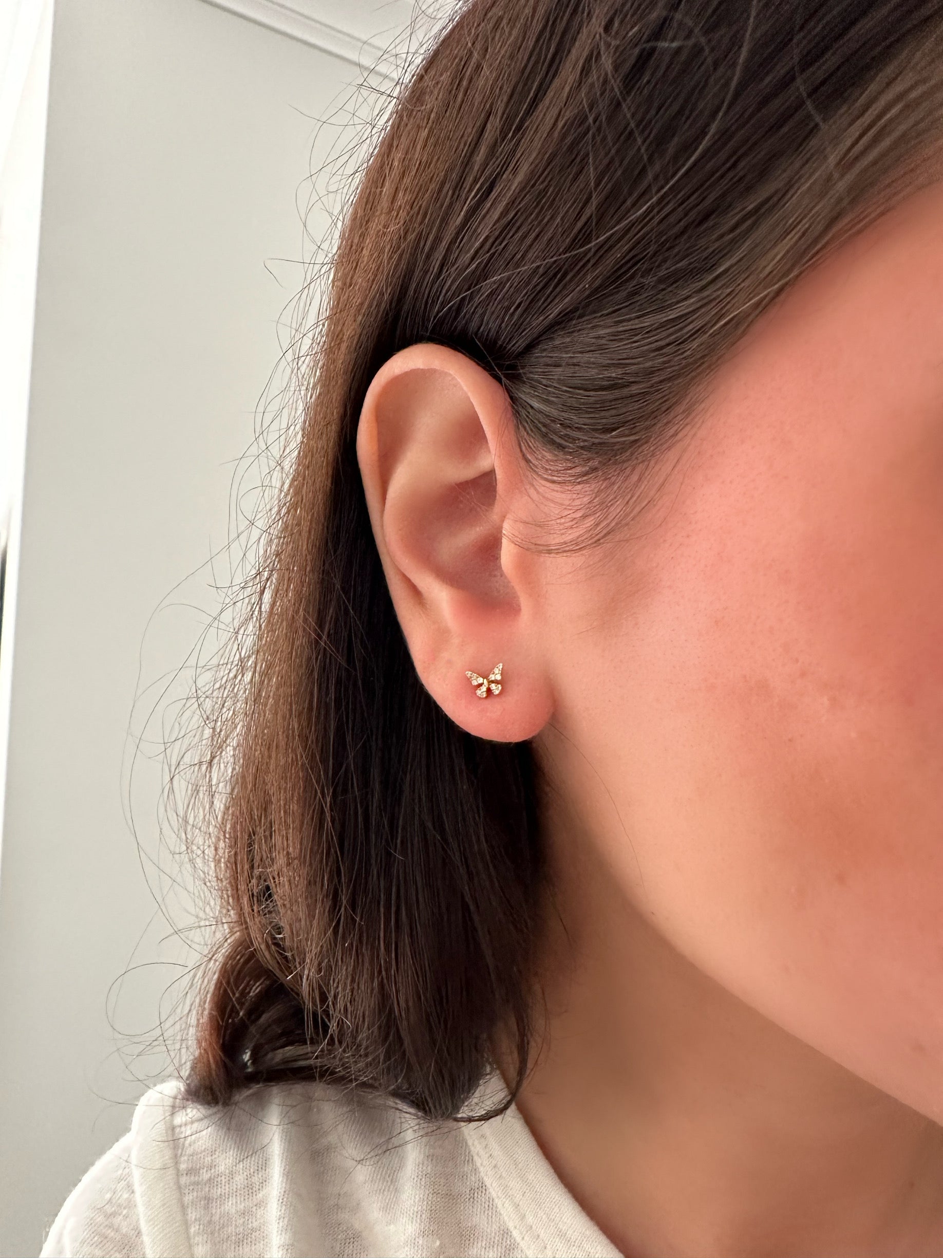 14K Gold and Diamond Butterfly Studs
