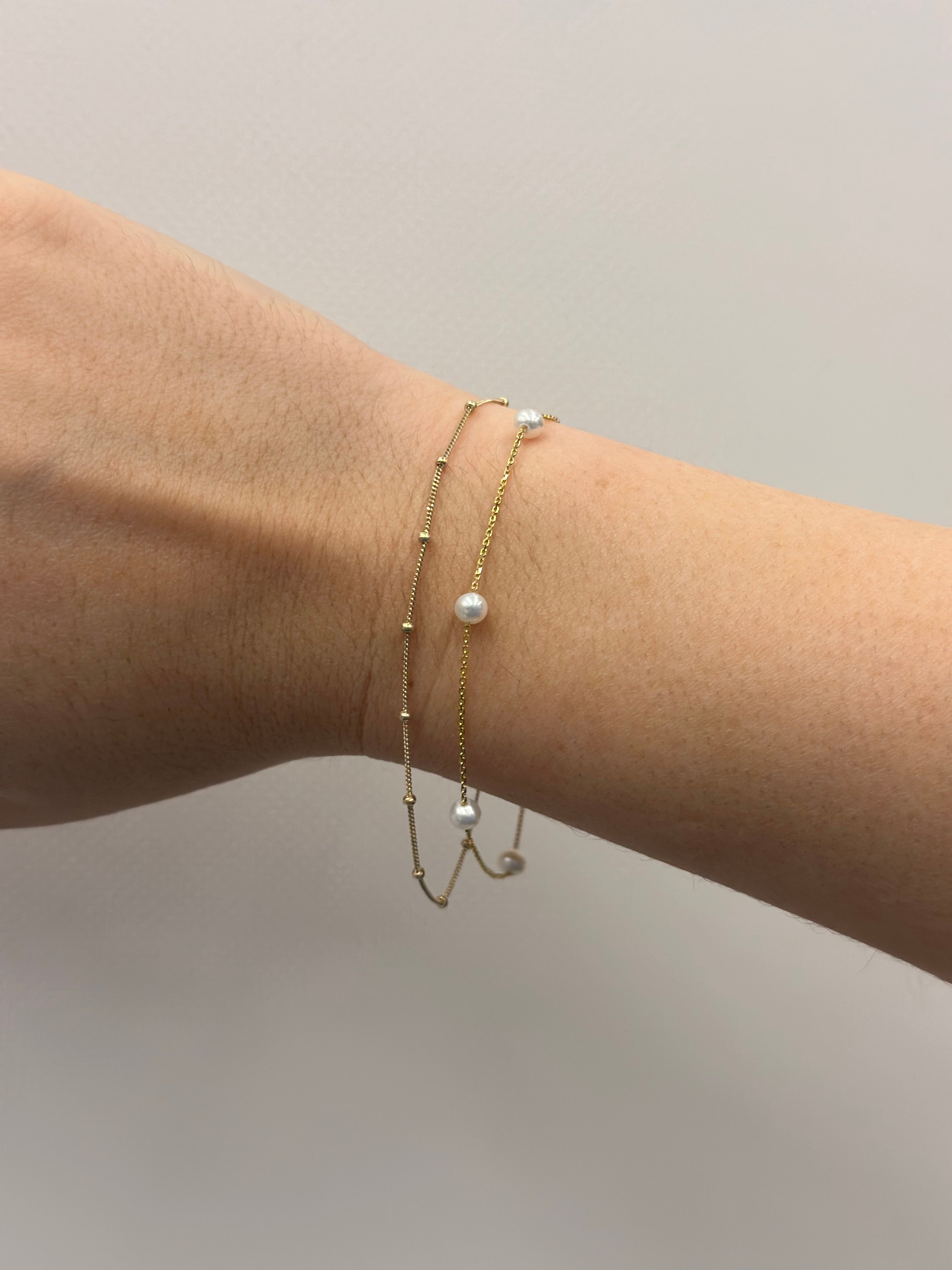 10K Gold Spaced Bead Chain Bracelet