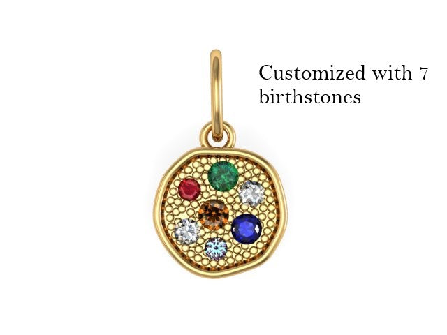 14K Gold Personalized Family Birthstone Pendant