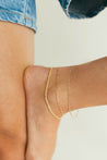 Flat Mirror Link Gold Anklet