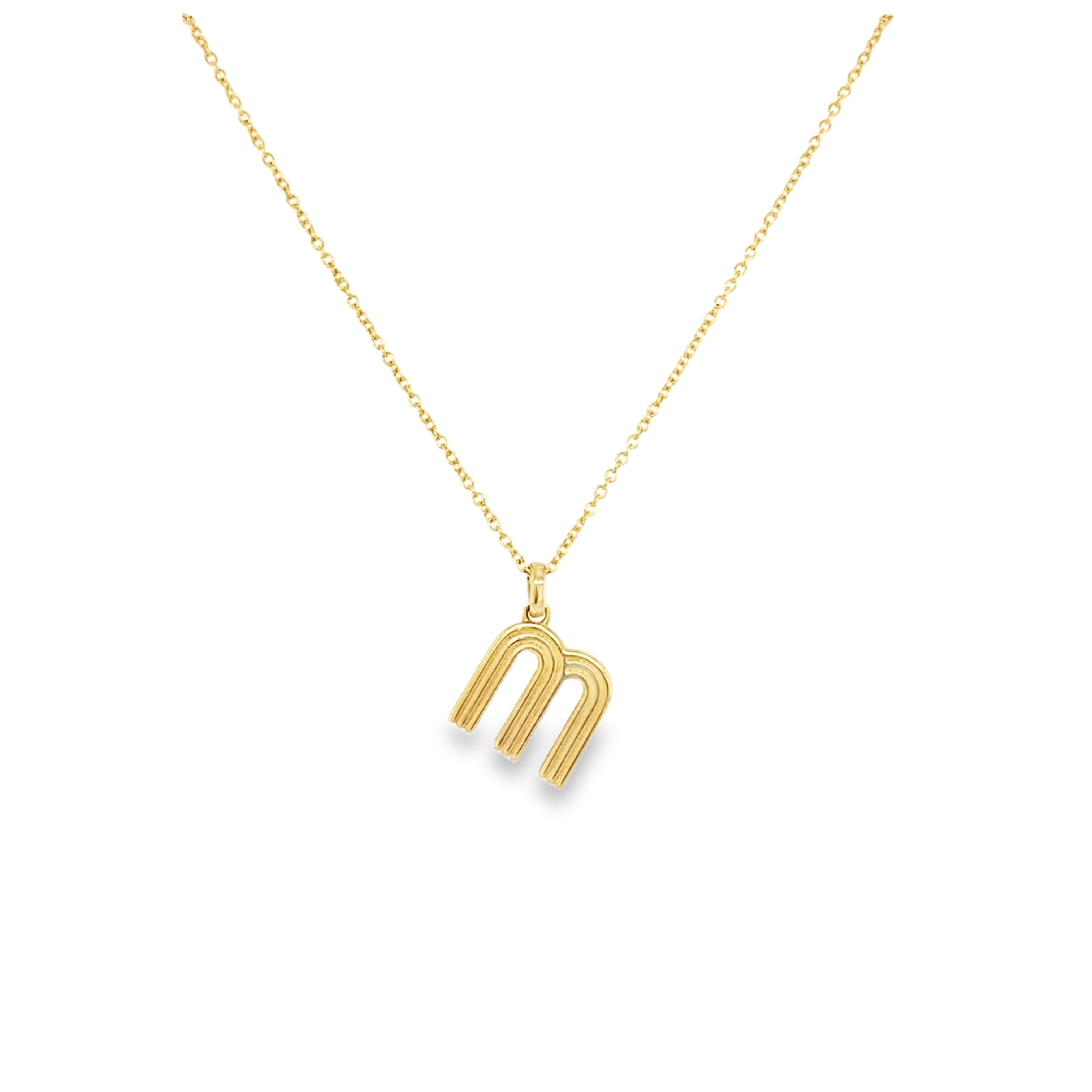 Gold Fluted Initial Charm Pendant