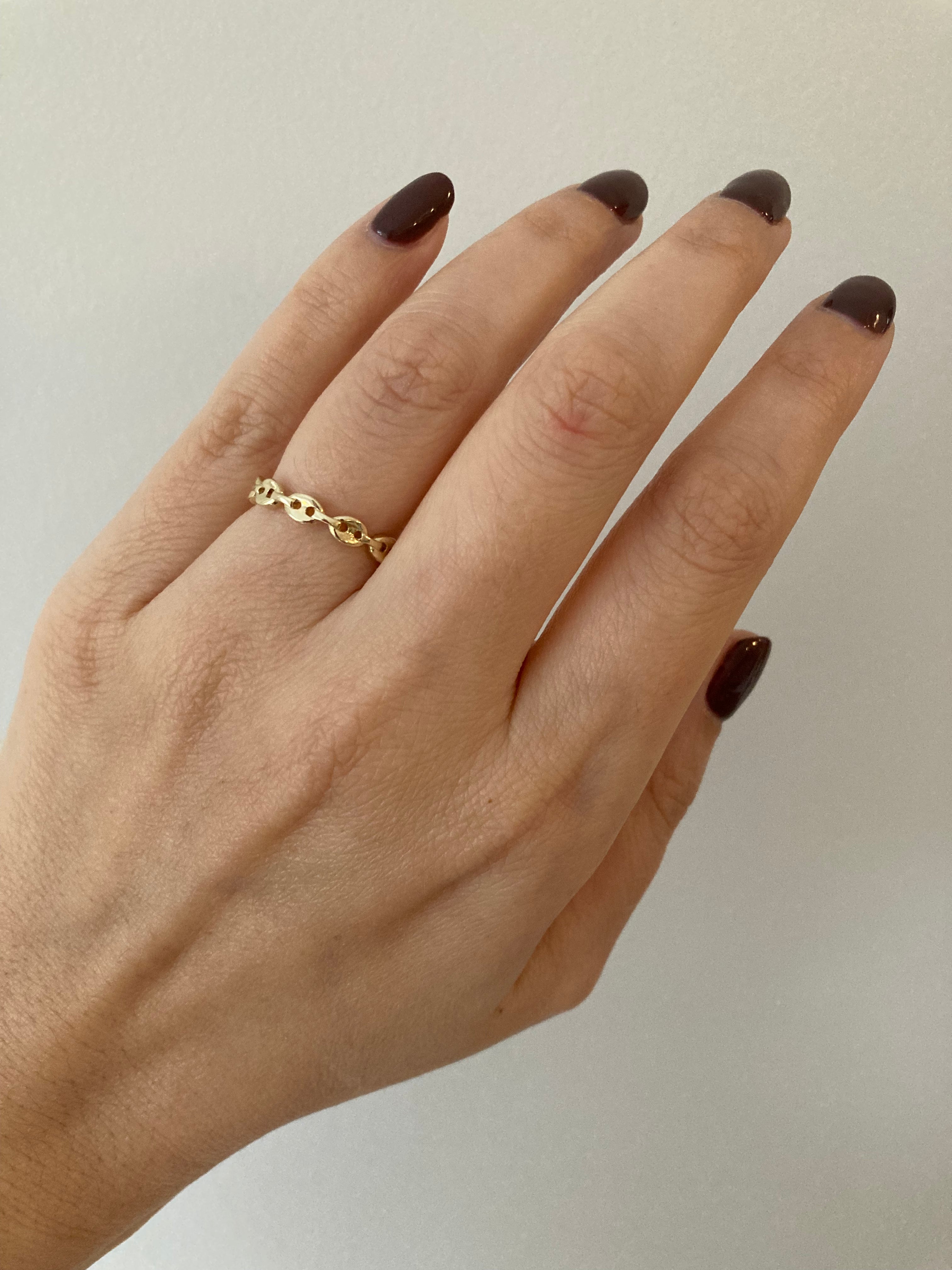 Gold Puffy Anchor Link Ring