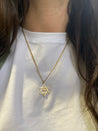 Gold Star of David and Chai Pendant