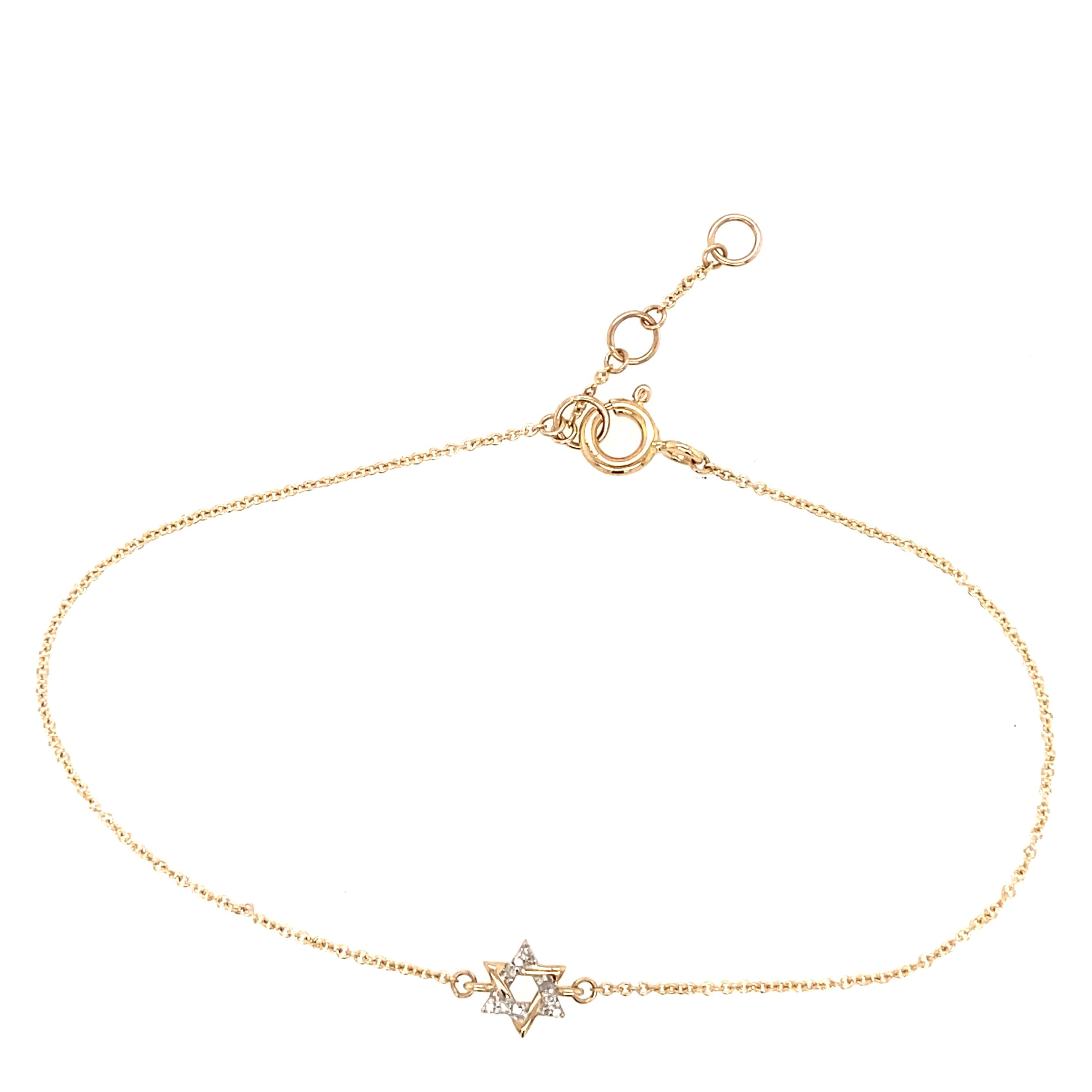 Gold and Diamond Mini Star of David Bracelet - Jessica Jewellery
