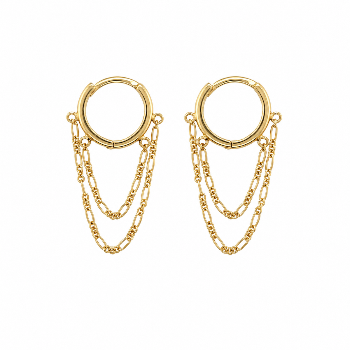 10K Gold Huggie Chain Drop Earrings