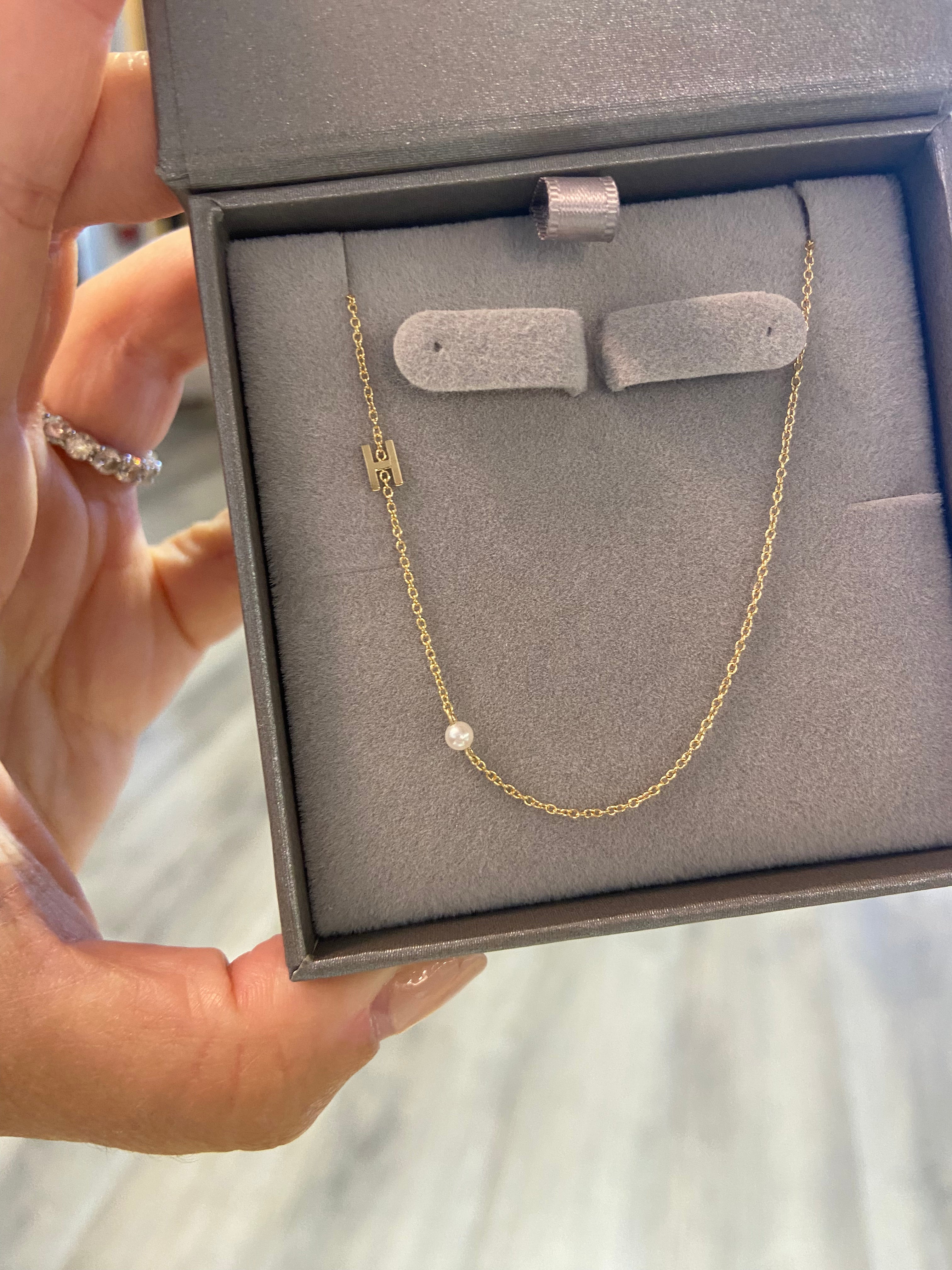 14K Gold Initial and Pearl Necklace