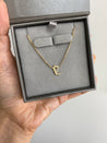 Gothic Initial Curb Necklace shown with packaging, ideal for gifts.