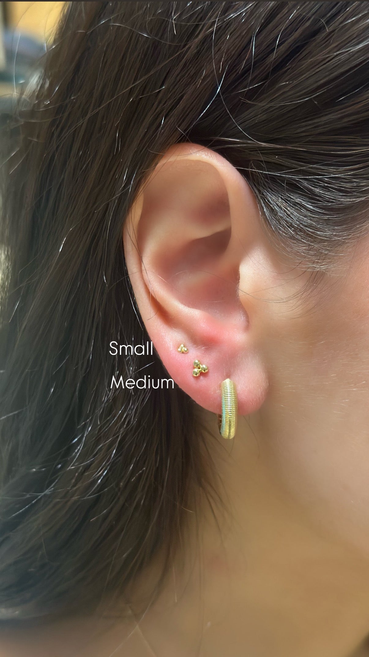 Single 14K Gold Trio Stud