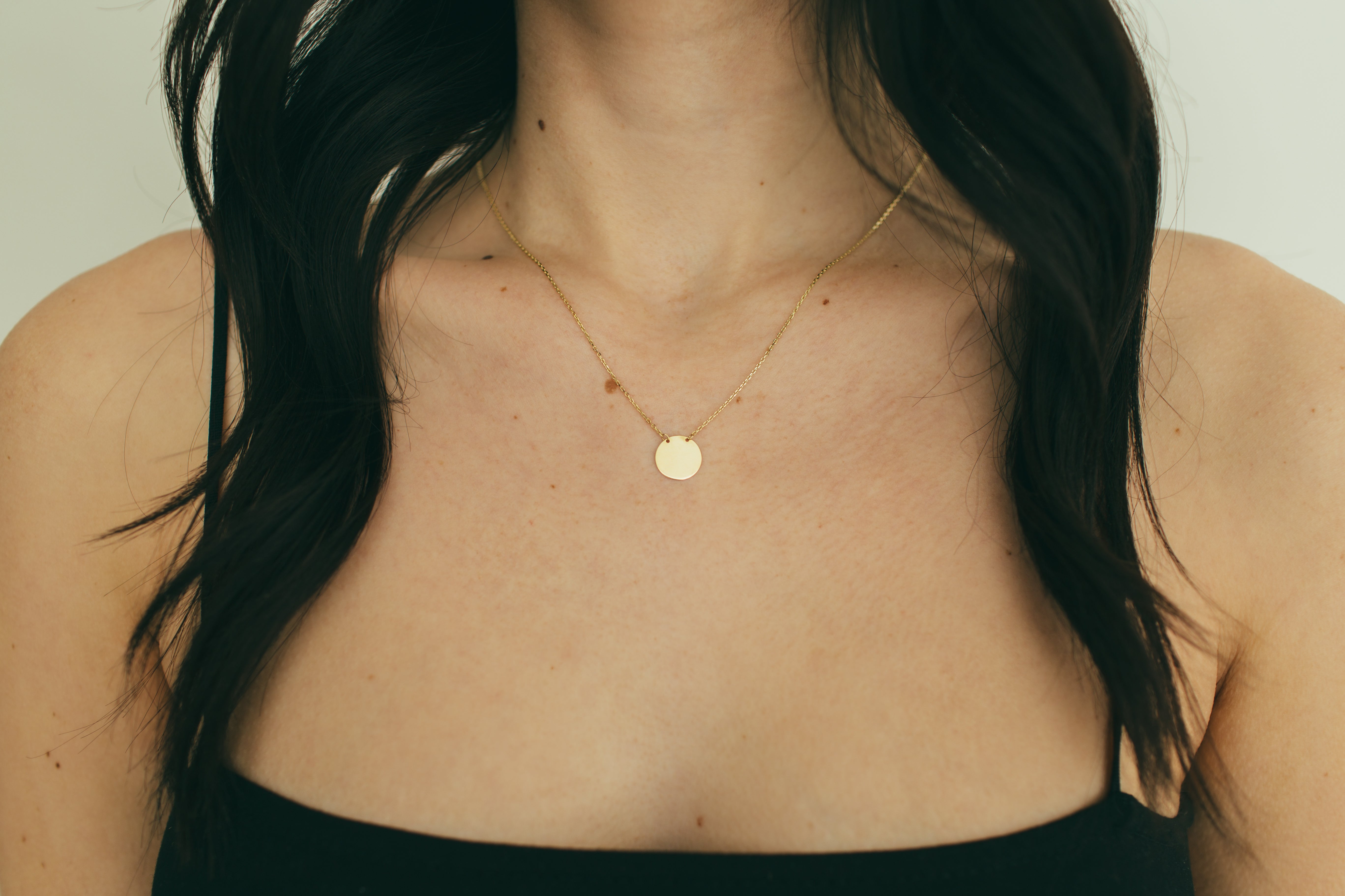 10K Gold Mini Disc Necklace - White Gold Only