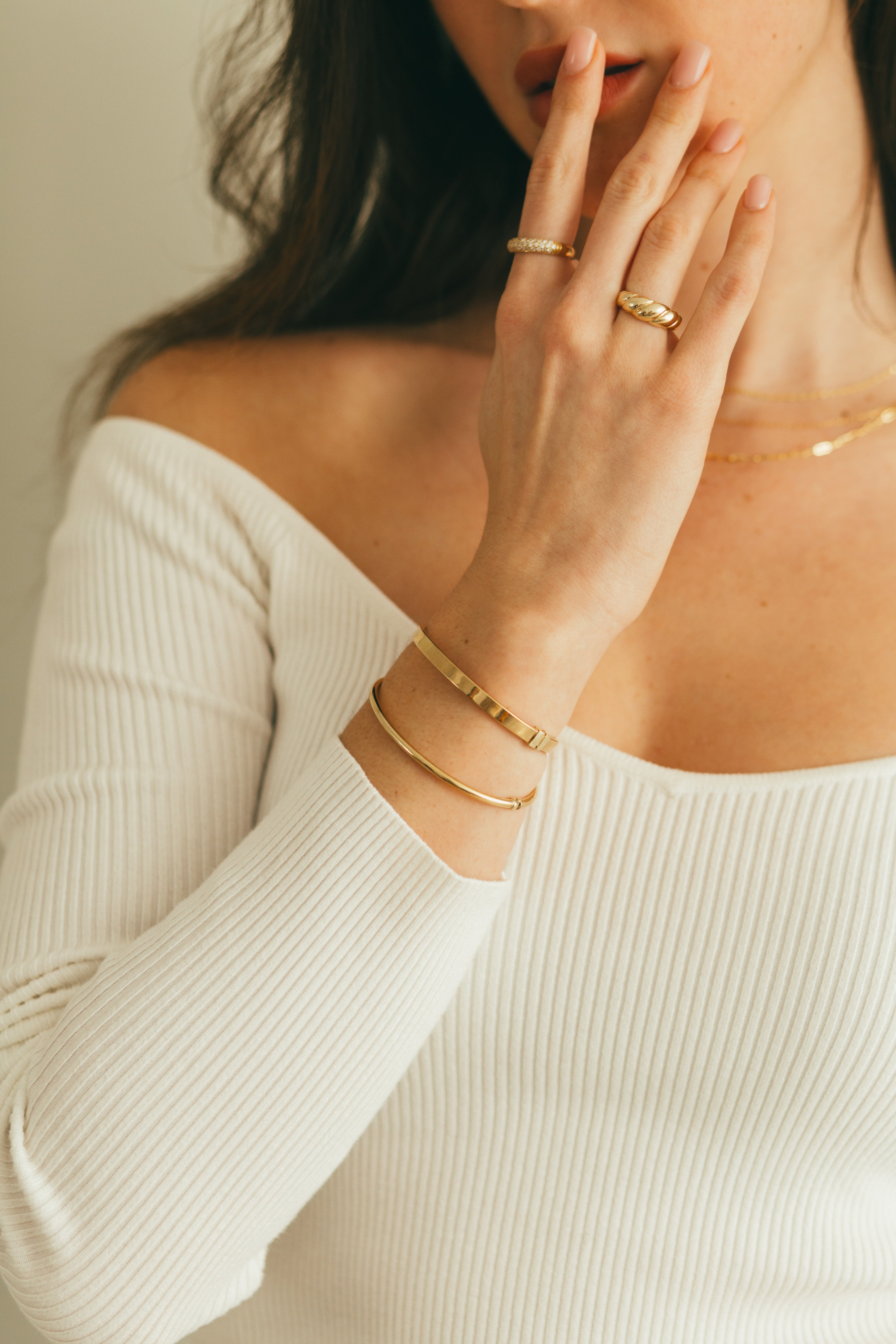10K Gold Dome Croissant Ring