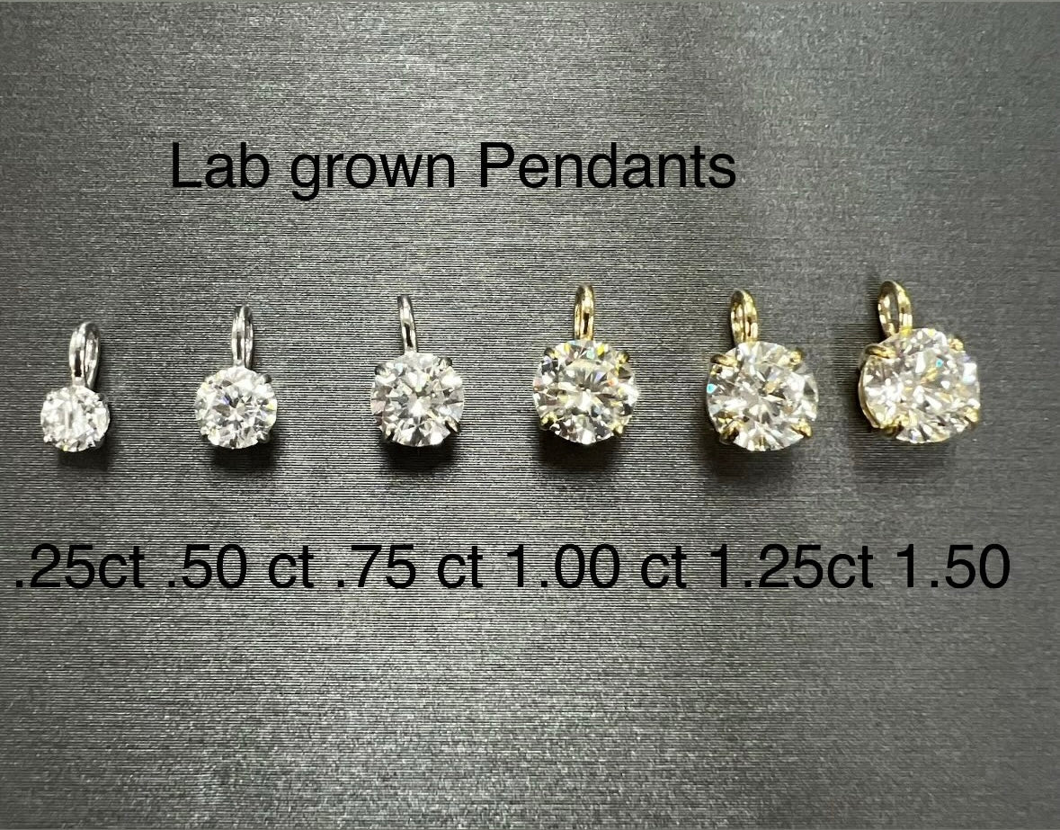 14K Gold Floating Lab-Diamond Round Pendant