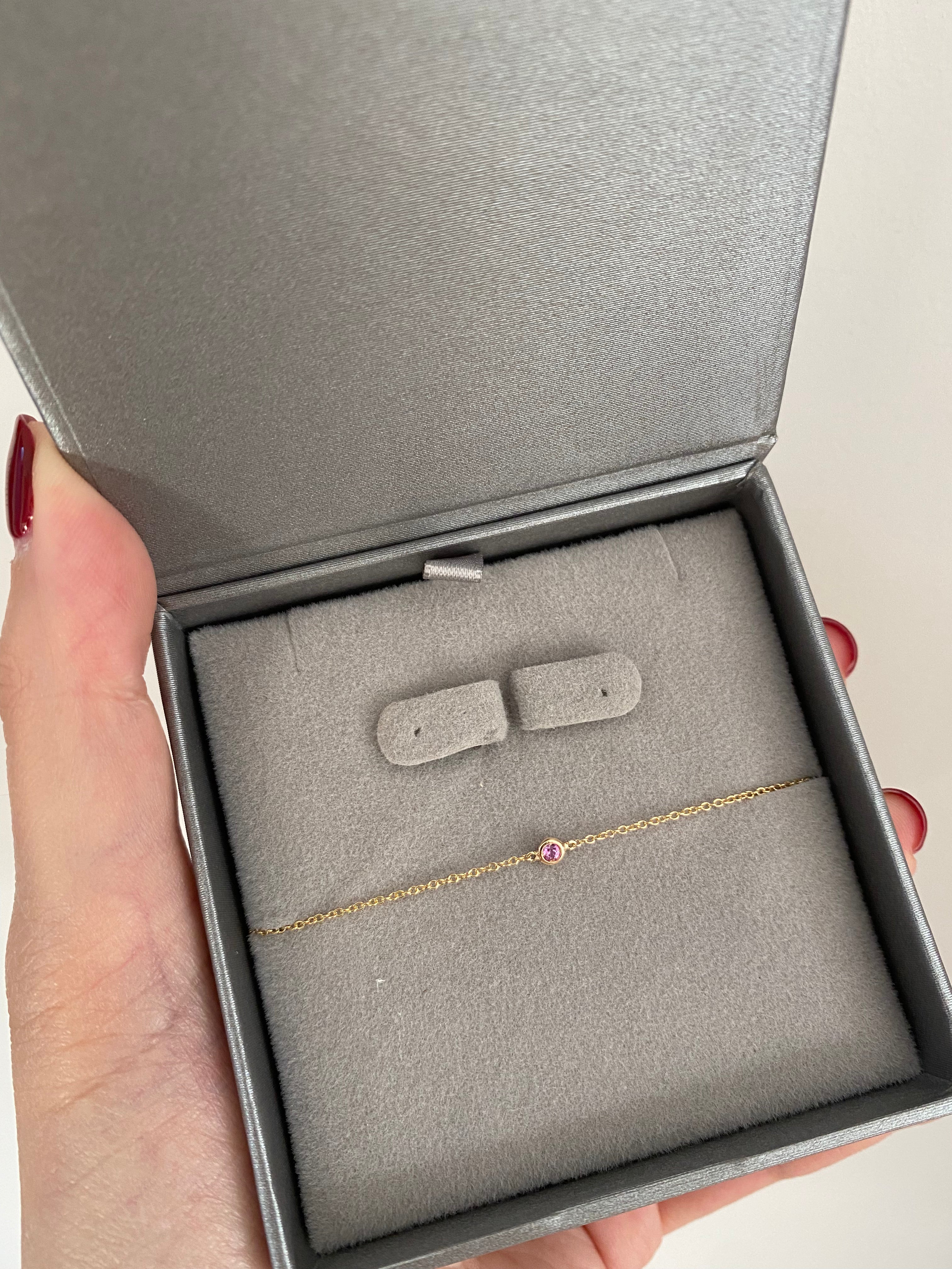 14K Gold Birthstone Bezel Bracelet
