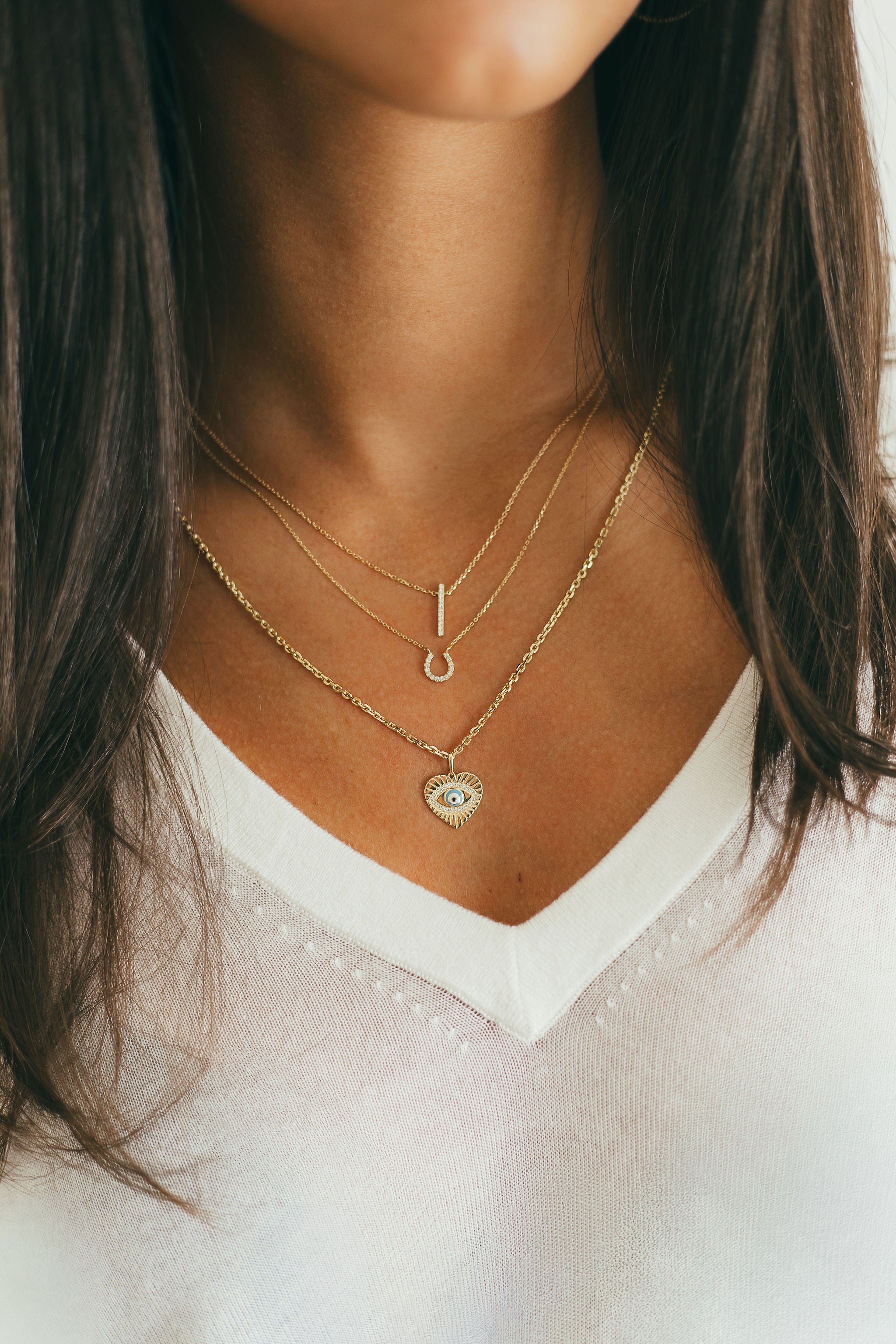 14K Gold Mini Diamond Vertical Bar Necklace