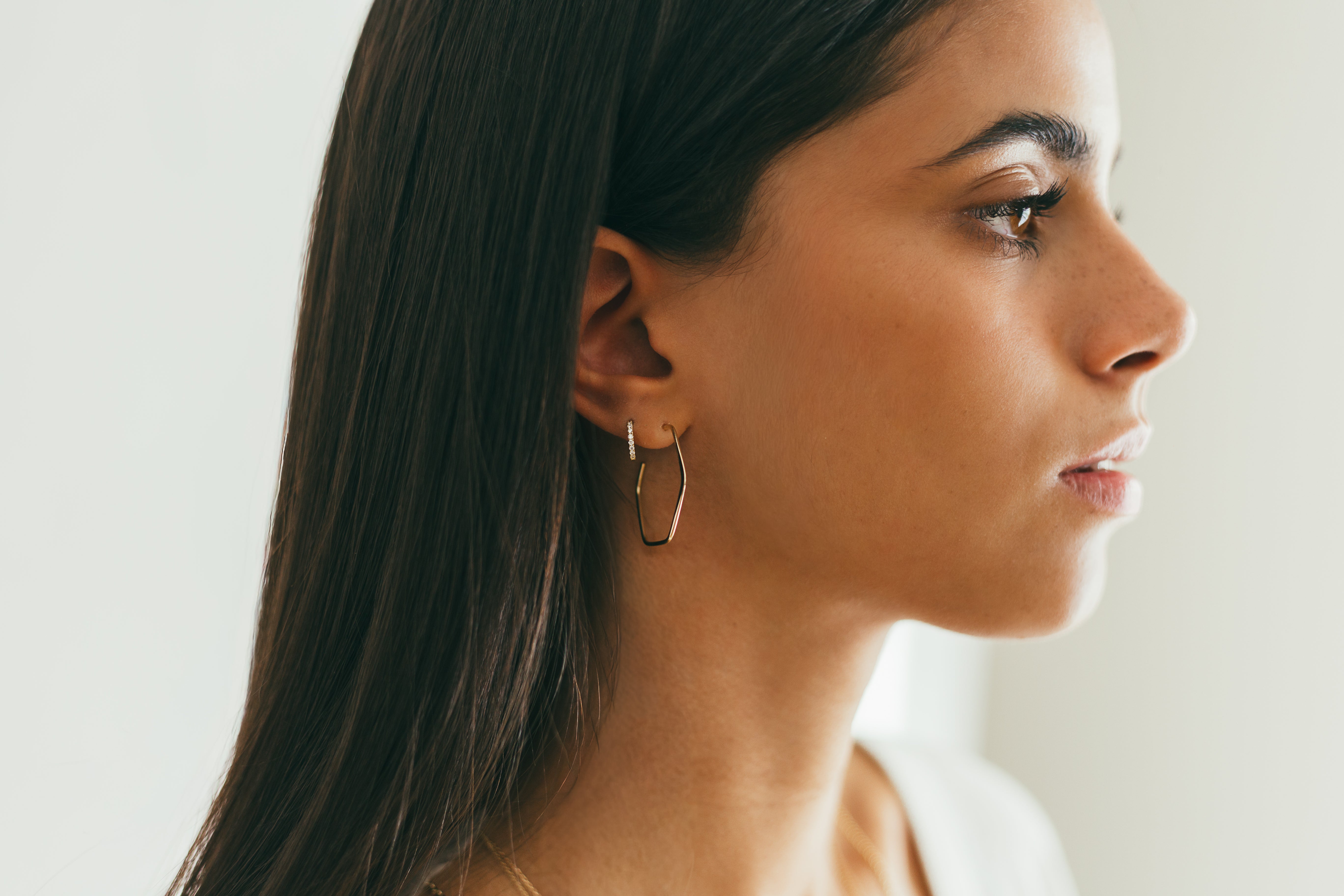 10K Gold Large Hexagon Hoops