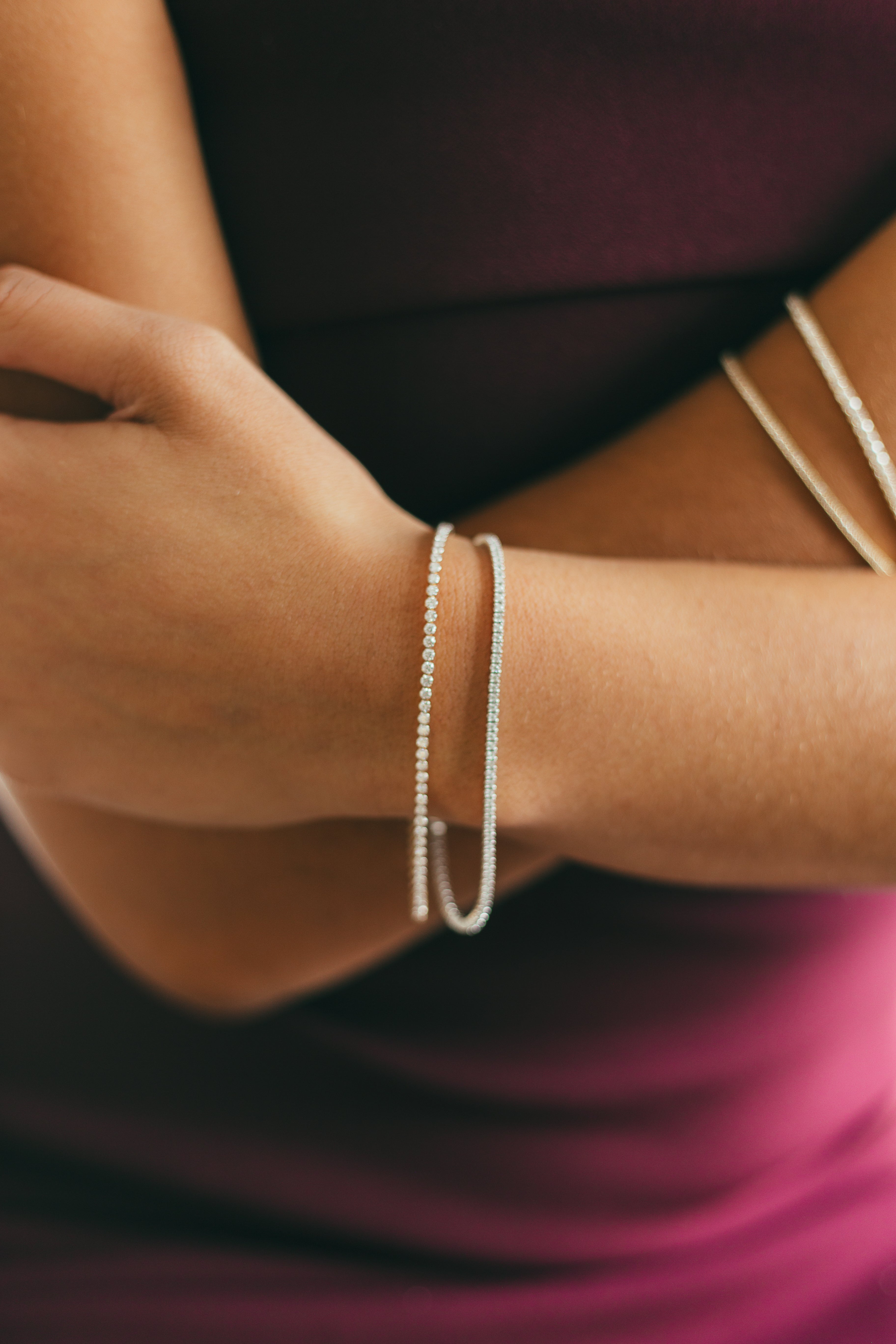 14K Gold Lab-Grown Diamond Tennis Bracelet - Lightweight Setting