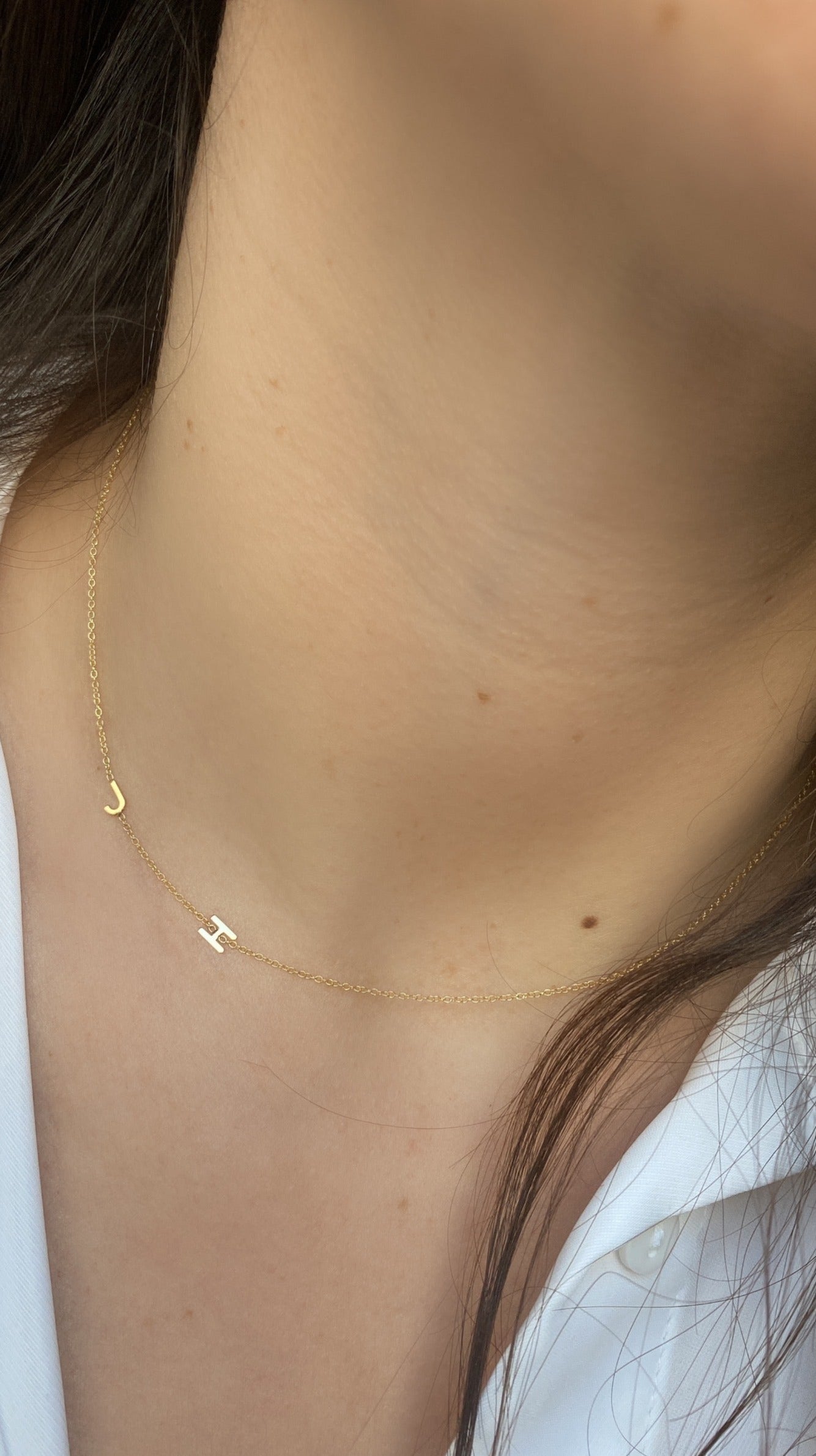 14K Gold Asymmetrical Initial Necklace