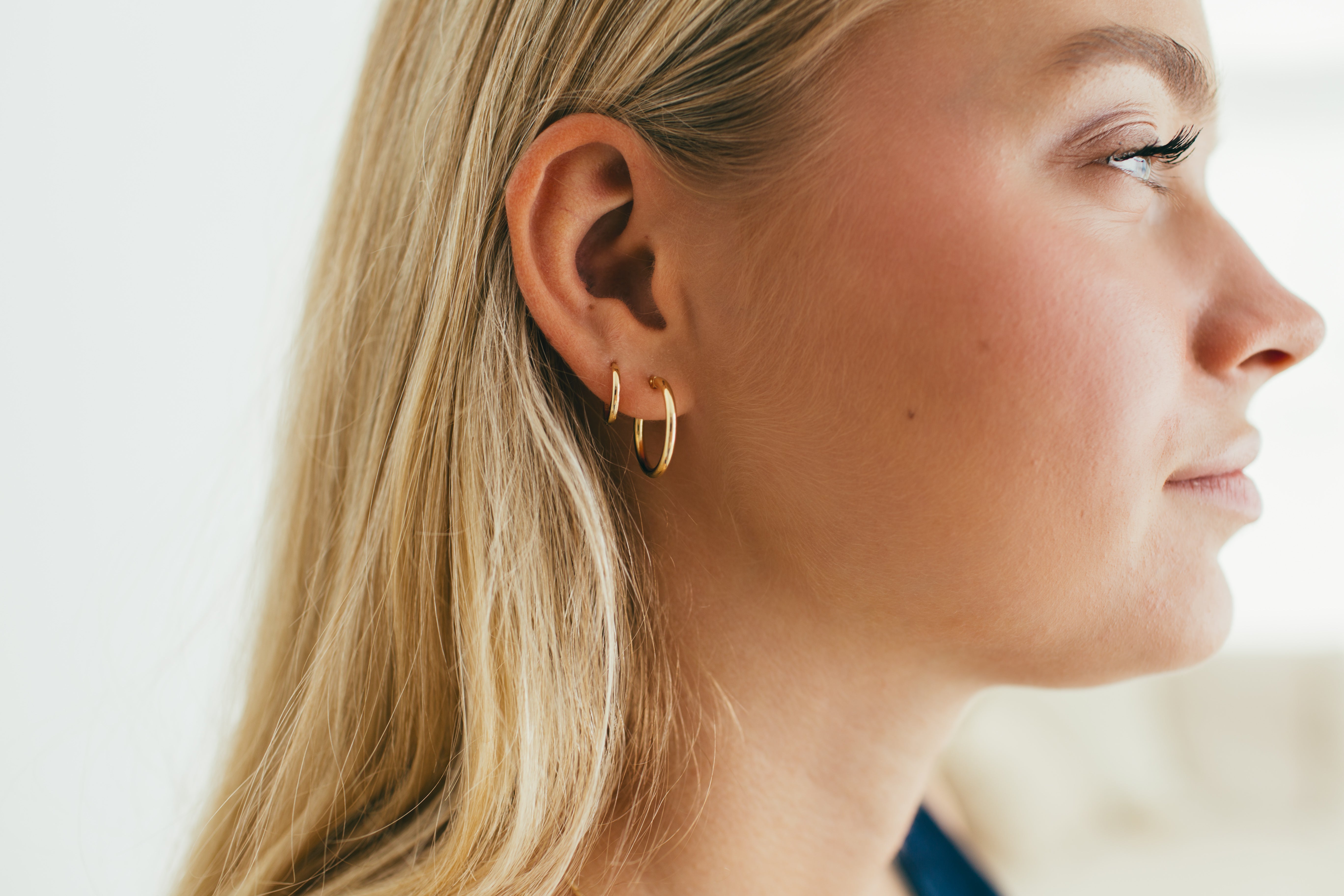 2mm Gold Tube Hoop Earrings