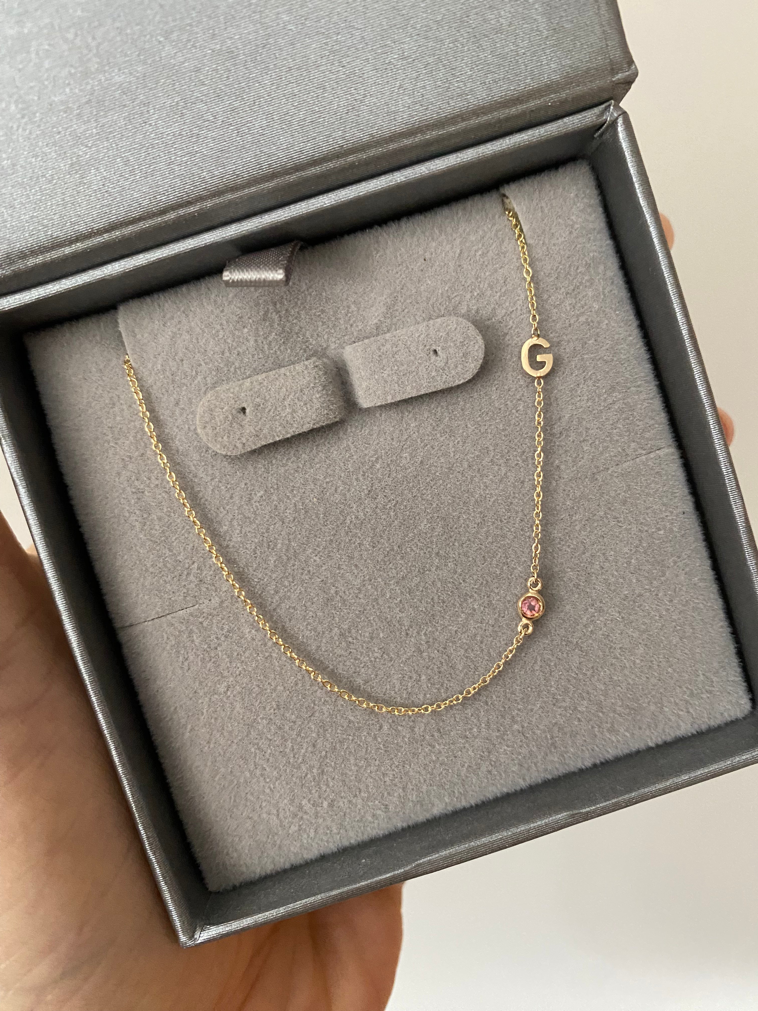 Initial and Birthstone Necklace
