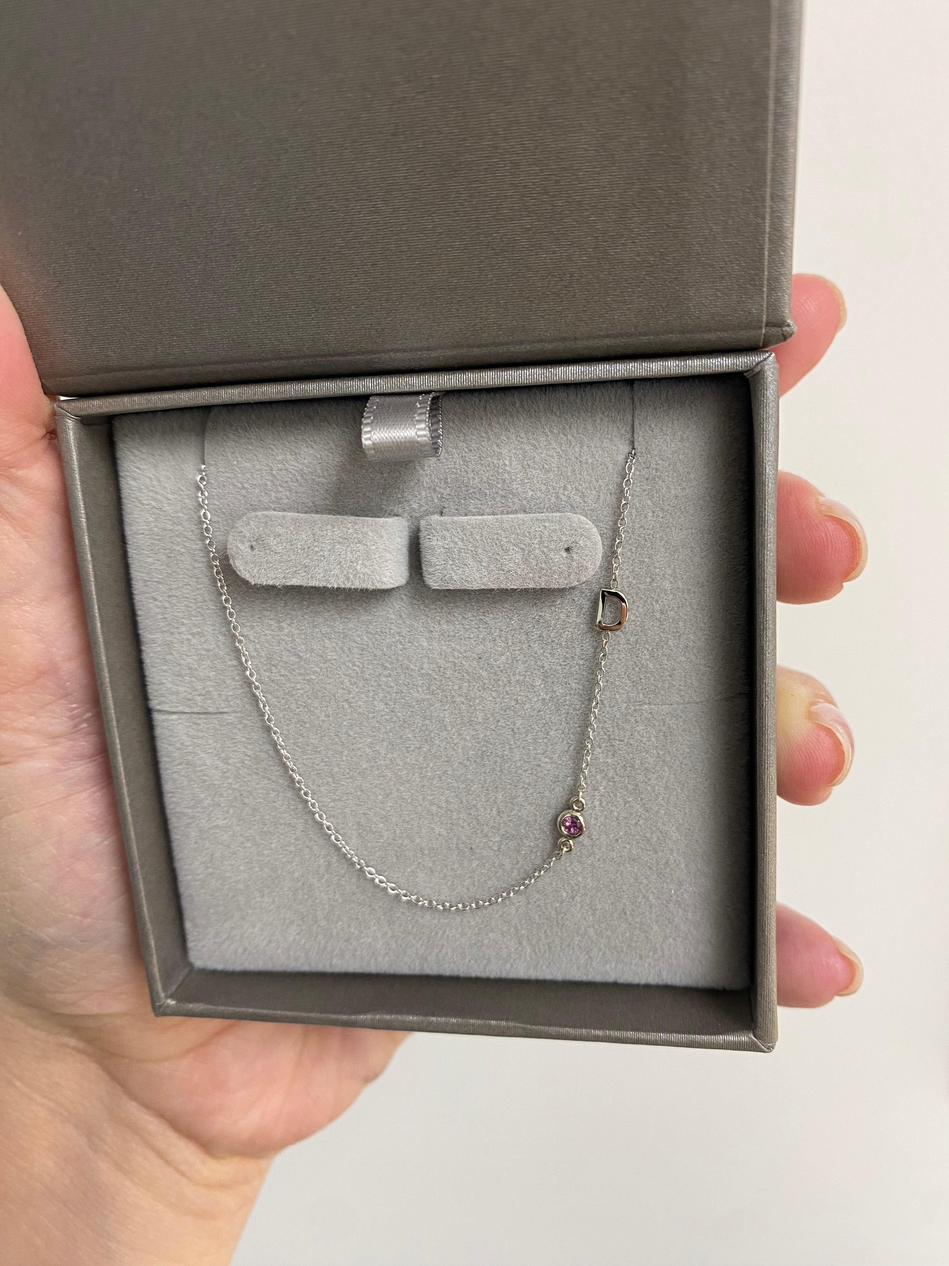 Initial and Birthstone Necklace 