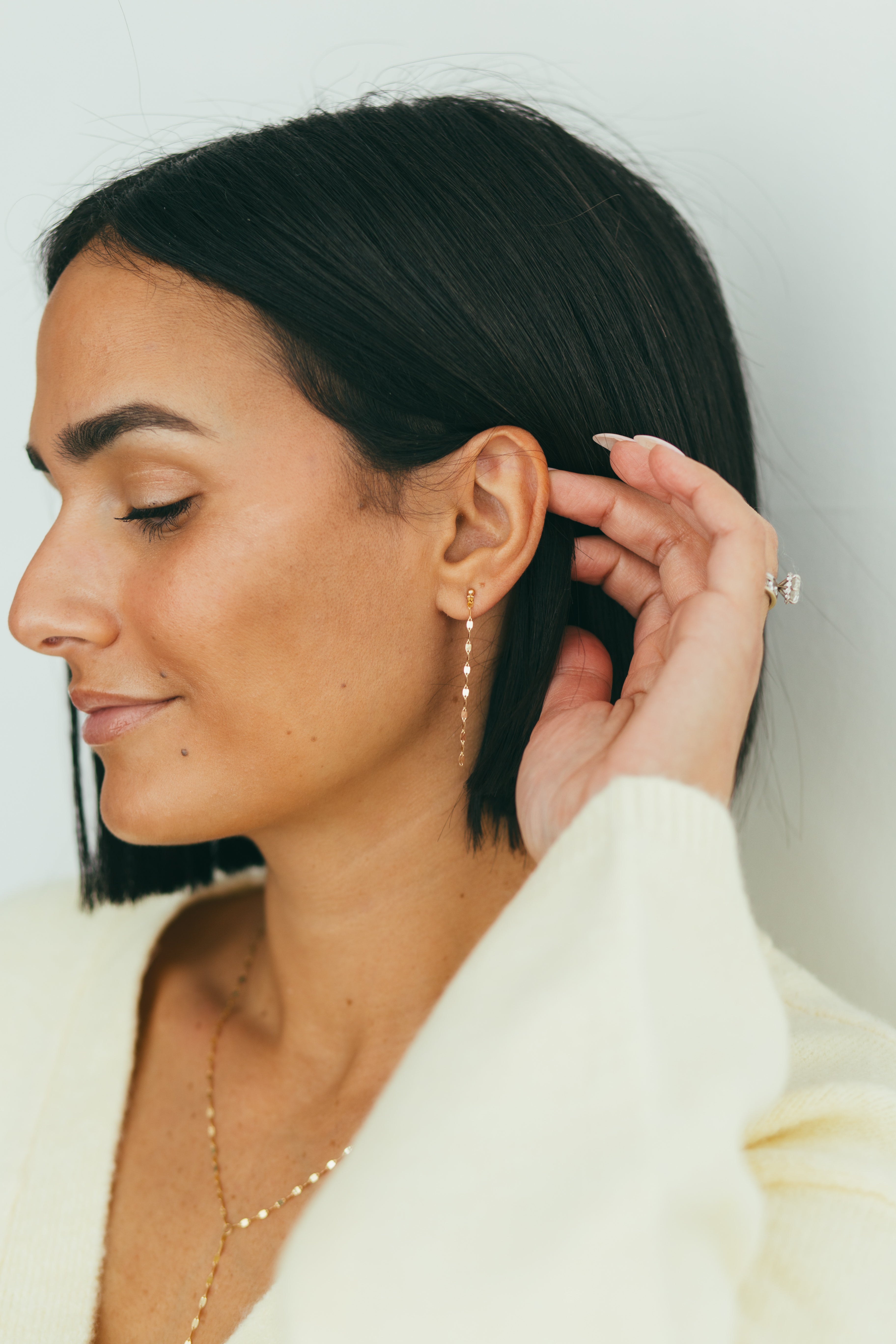 JJ x Chantel Carreira Gold Mirror Link Drop Earrings - Jessica Jewellery