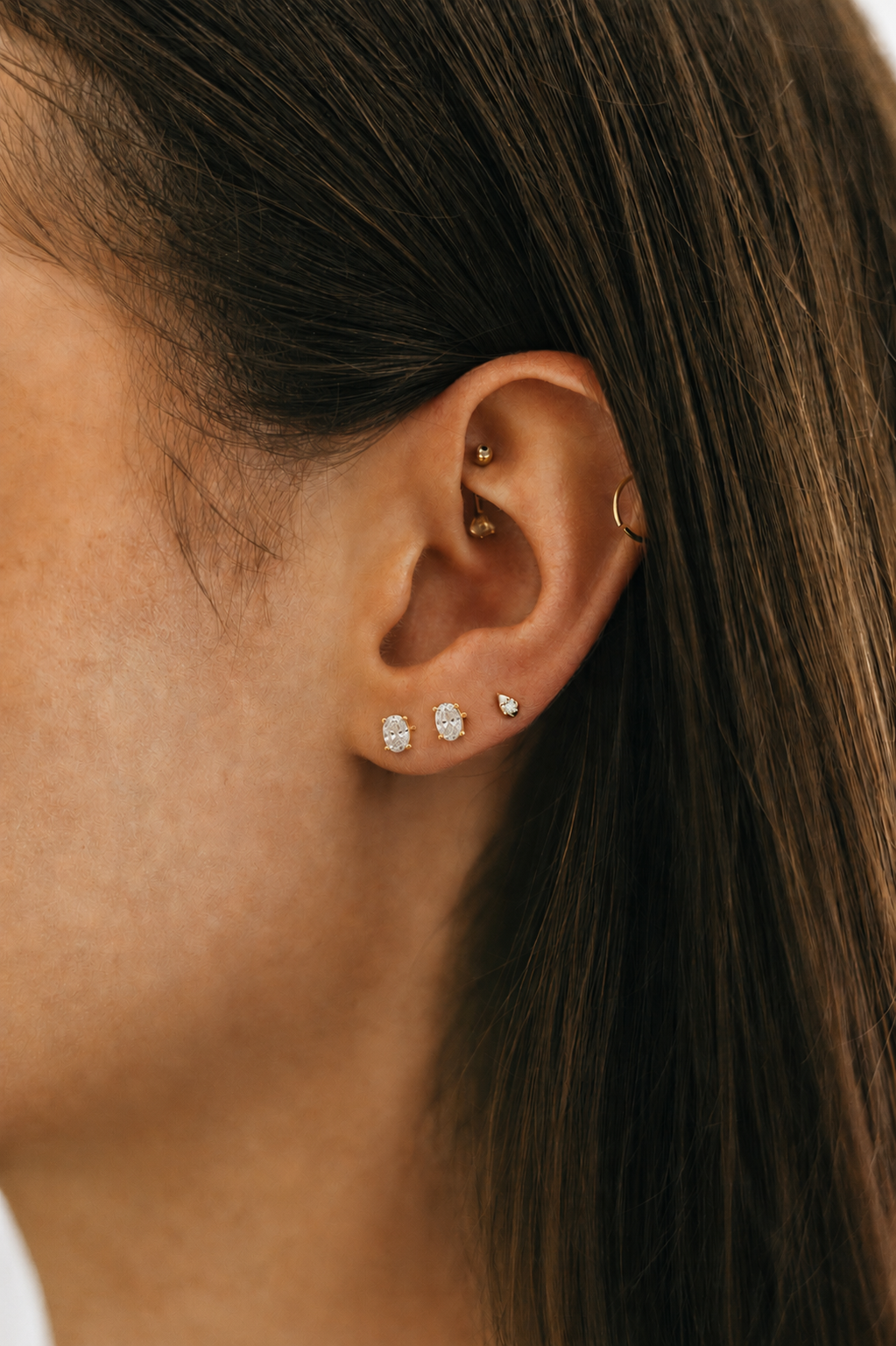 14K Gold Lab-Grown Oval Diamond Studs - 1.00 carat total weight