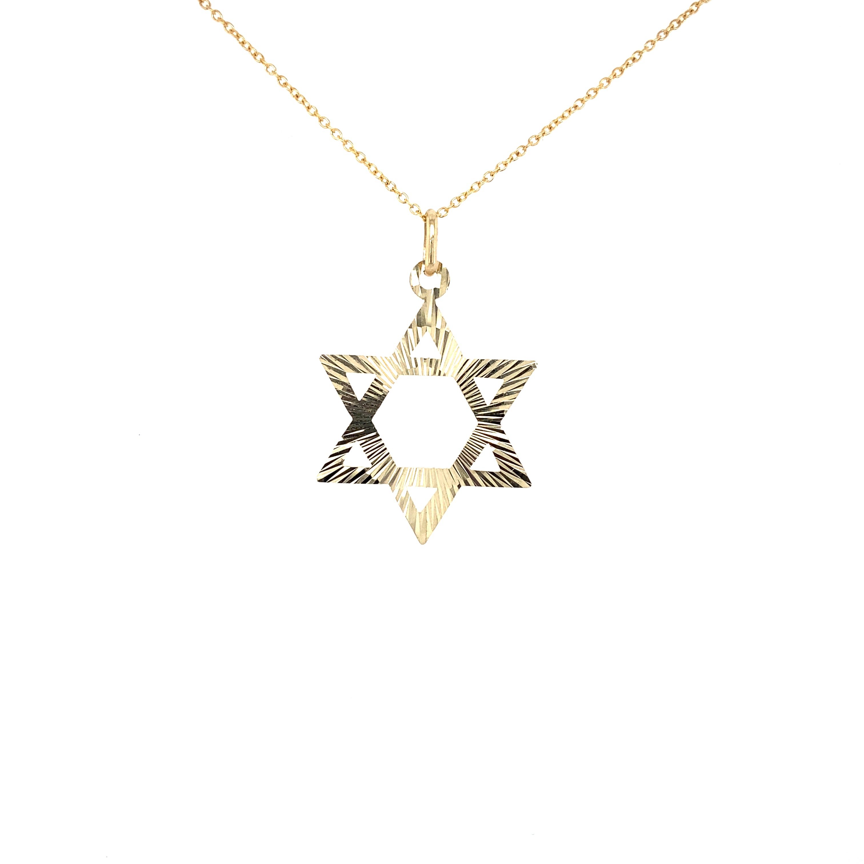 Large Fluted Star of David Pendant - Jessica Jewellery