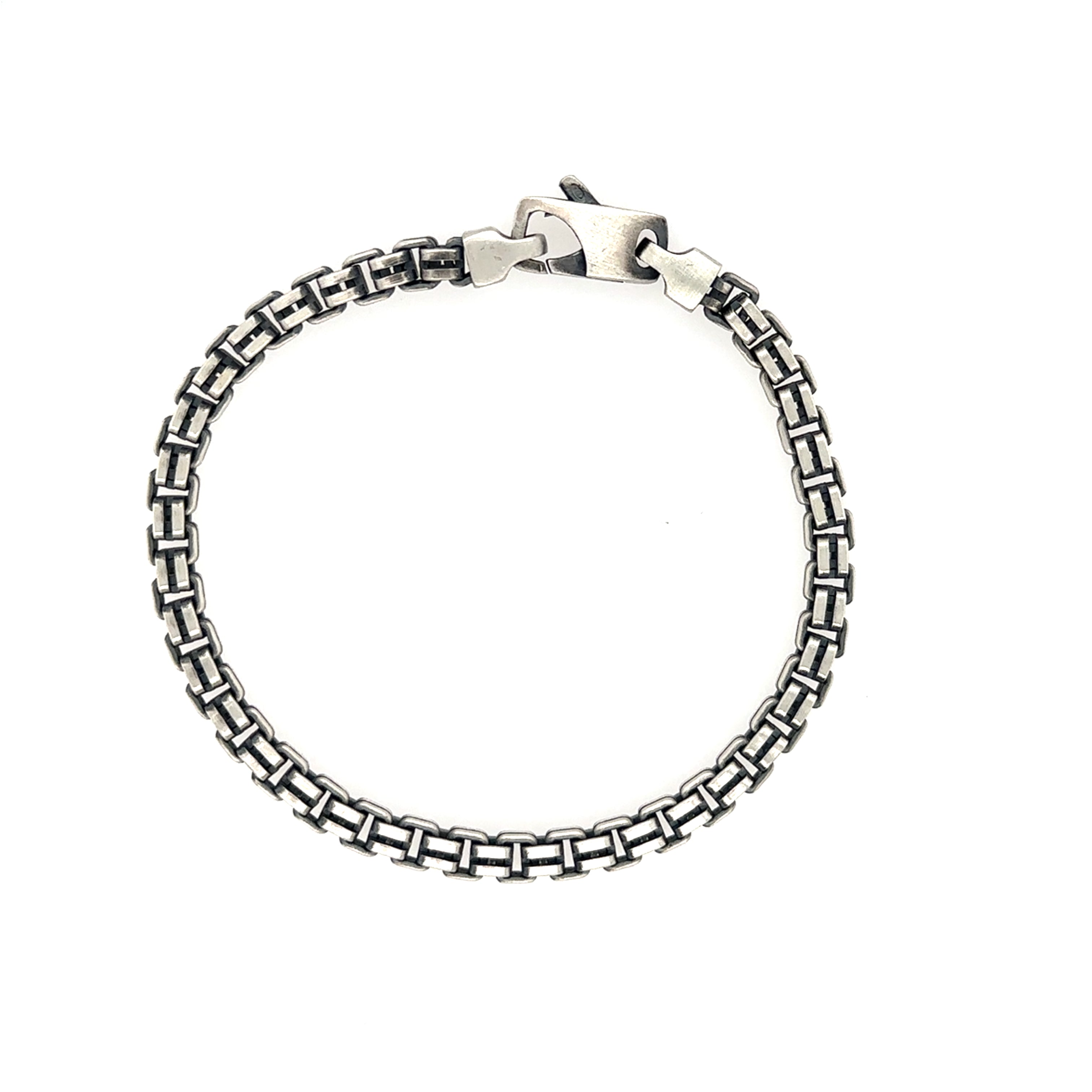 Men's Oxidized Sterling Silver Large Box Bracelet