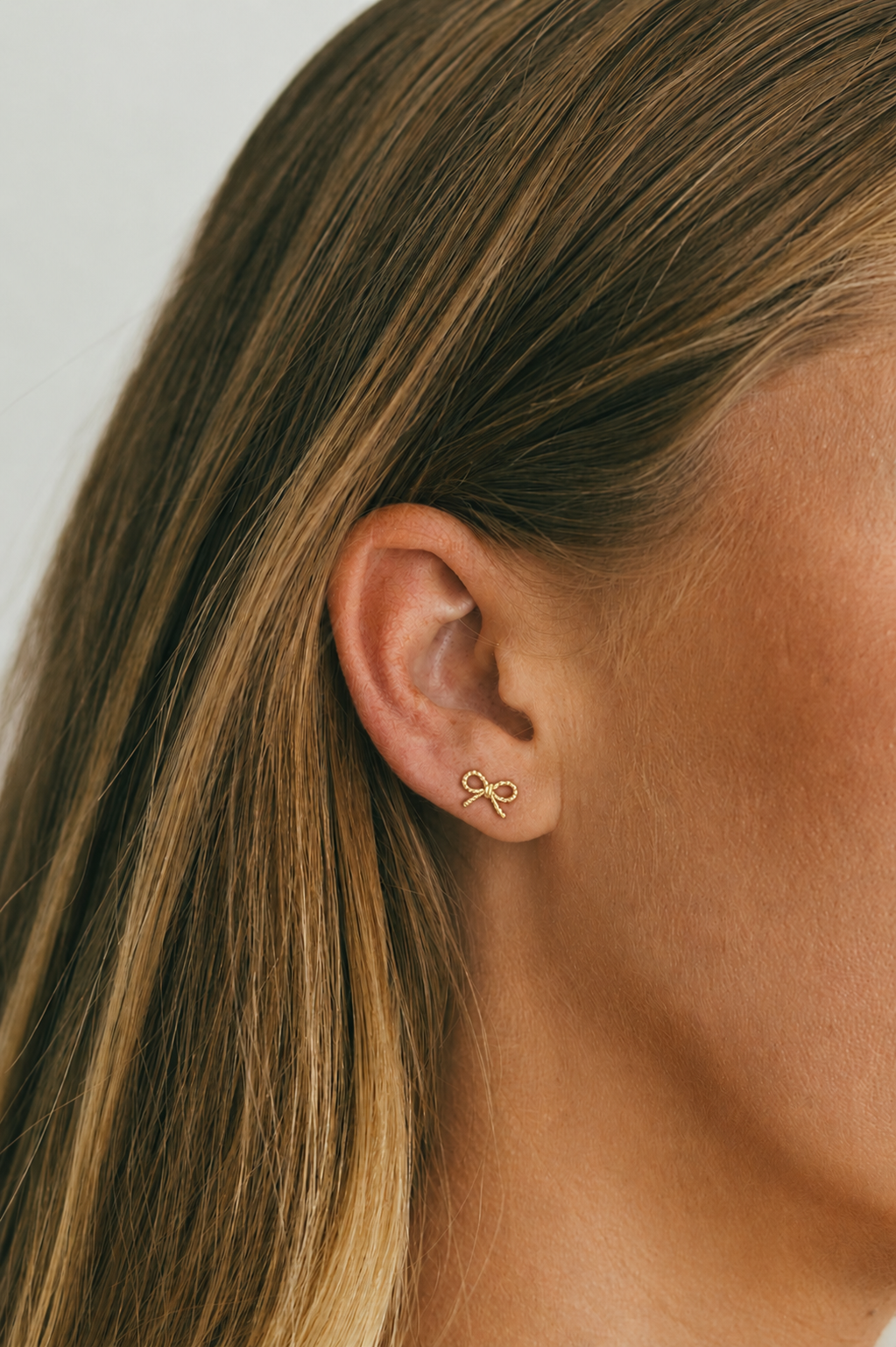 14K Gold Twisted Bow Stud with Flatback