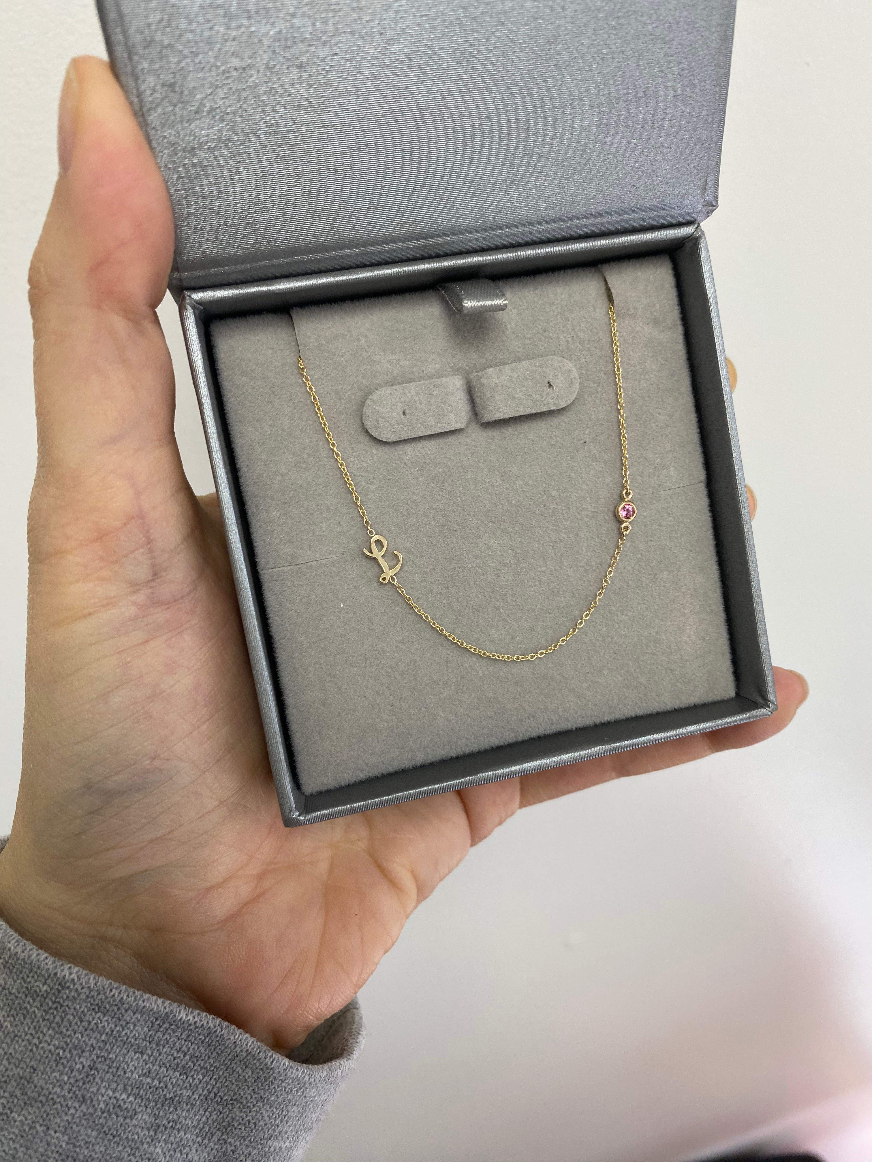 Script Initial and Birthstone Necklace 