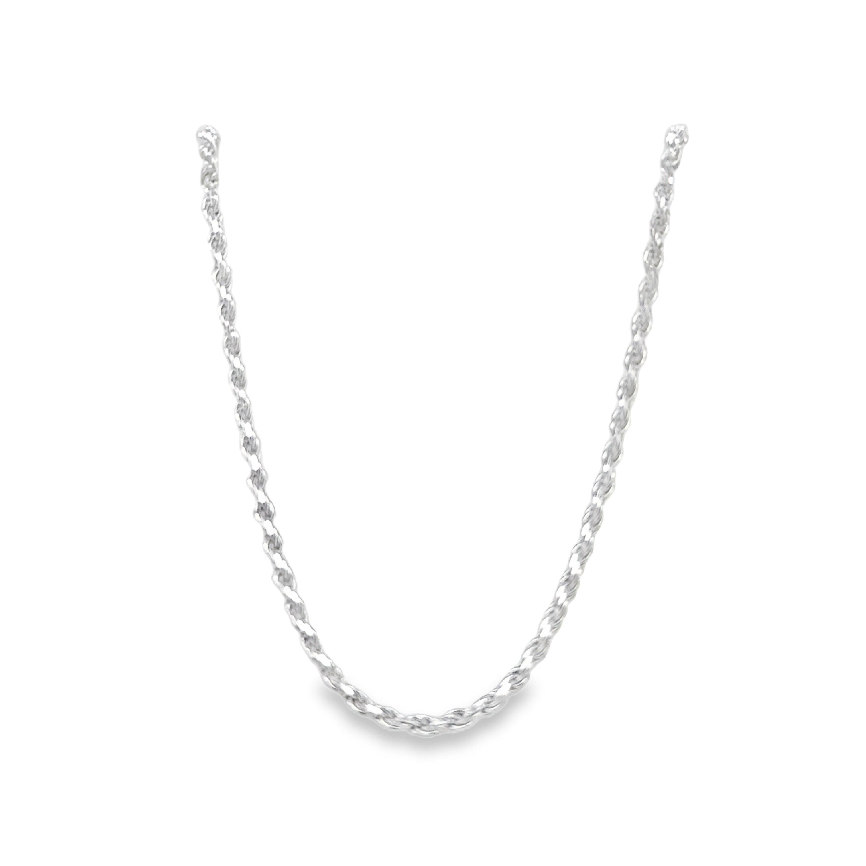 Sterling Silver Solid Diamond Cut Rope Chain
