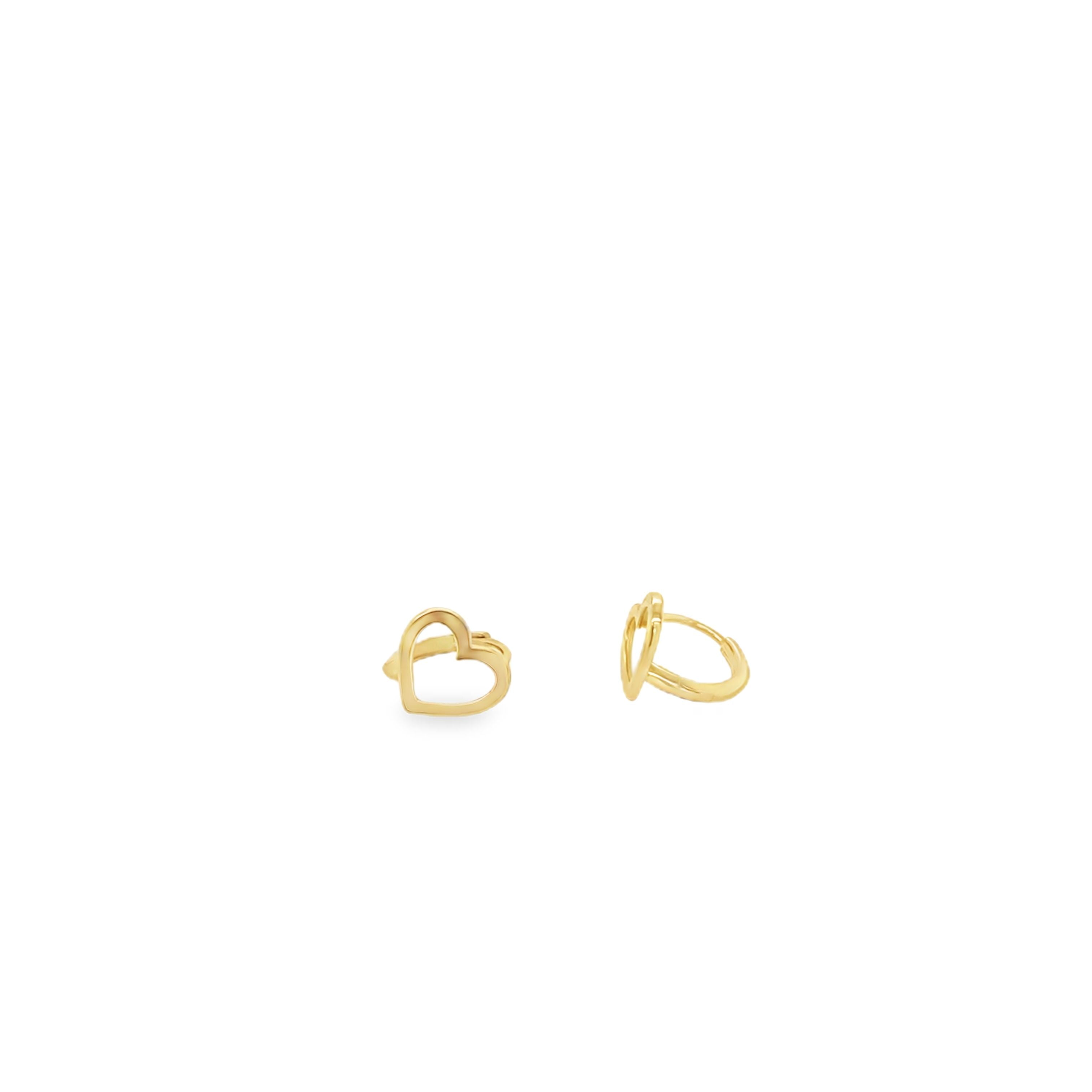 14K Gold Open Heart Huggies