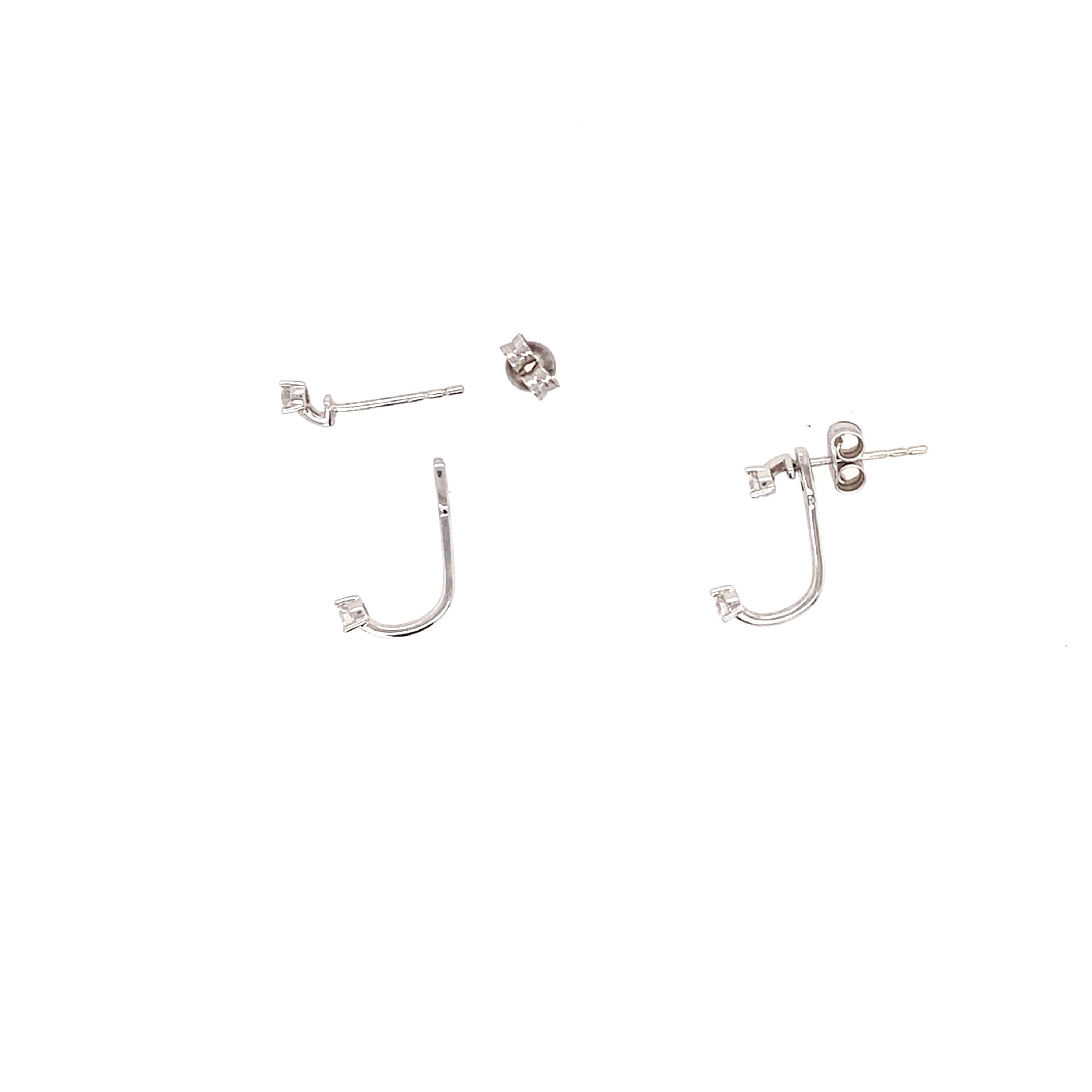 14K White Gold Diamond Solitaire Stud and Jacket