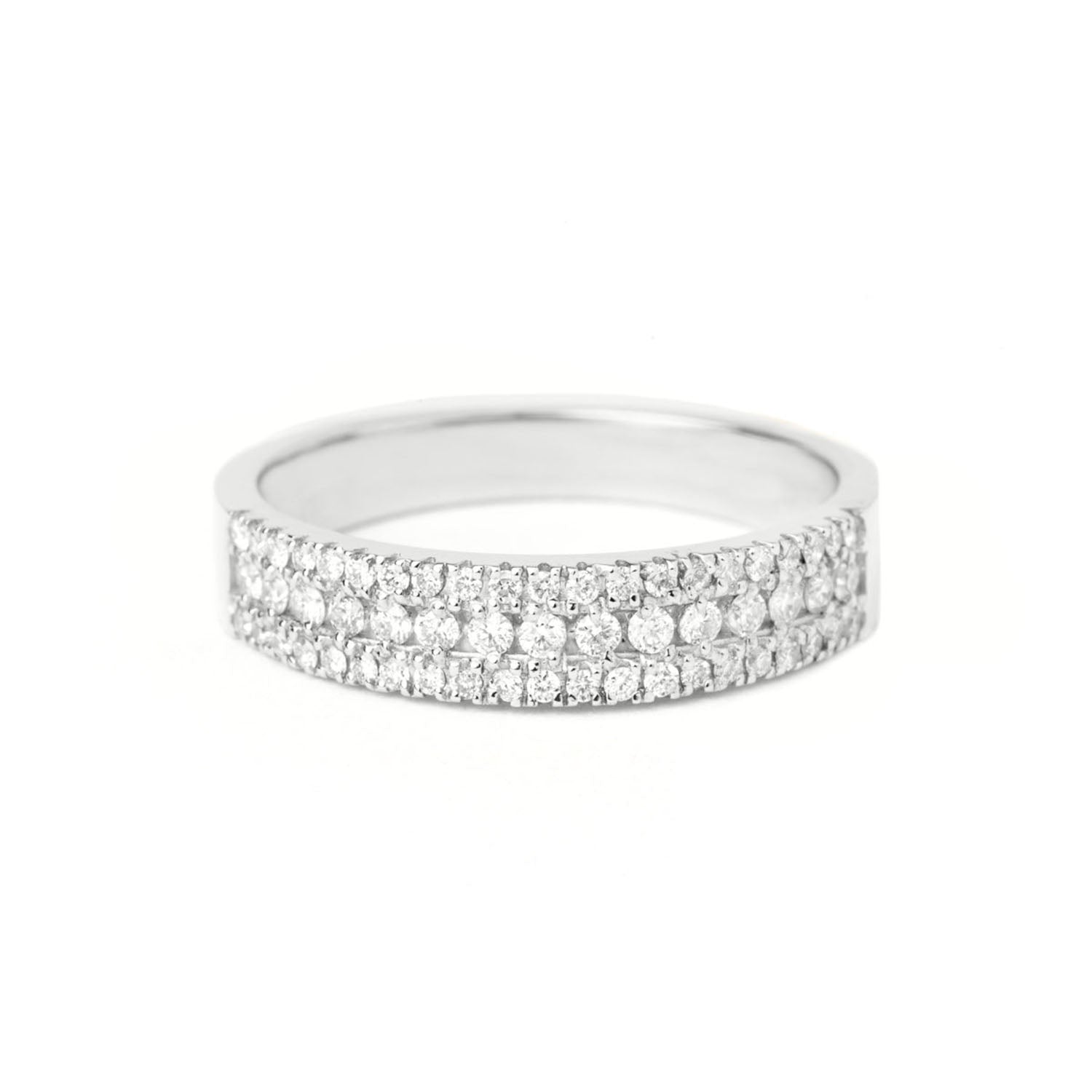 14K Triple Row Pavé Diamond Ring