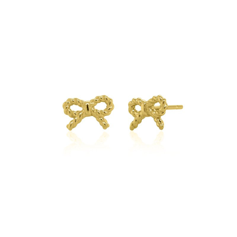 10K Gold Twisted Bow Stud Earrings