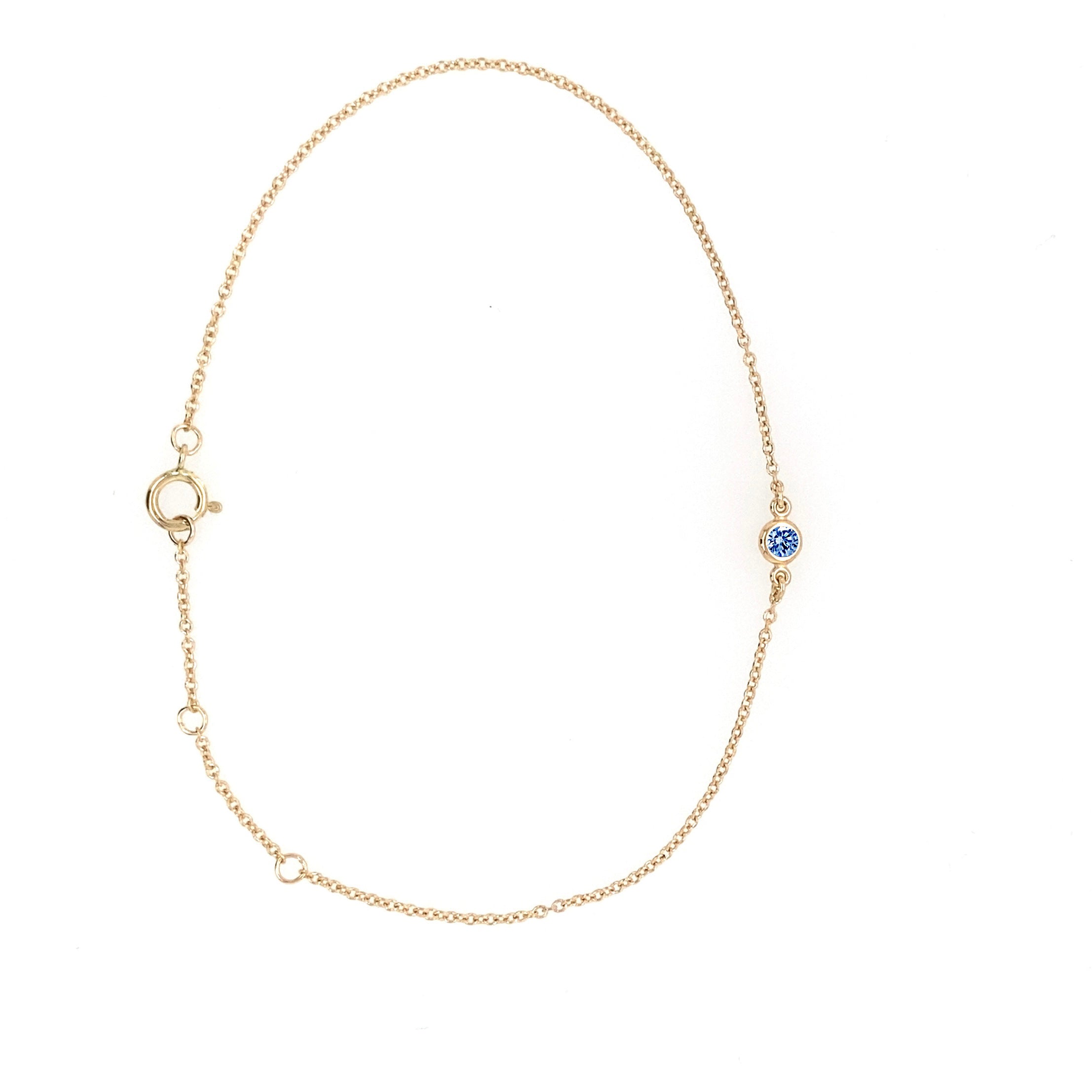 14K Gold Birthstone Bezel Bracelet