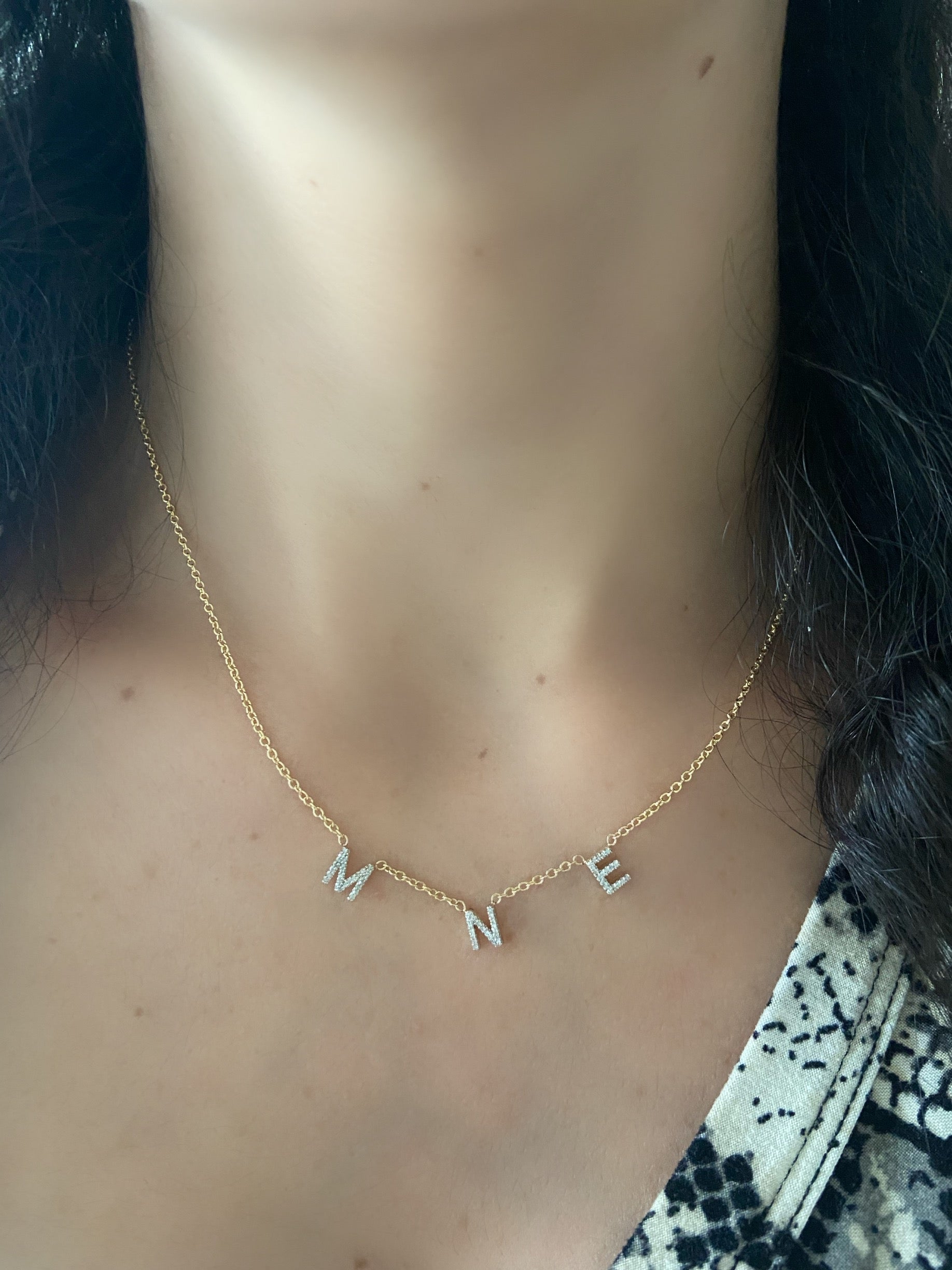 10K Gold Multiple Diamond Initial Necklace
