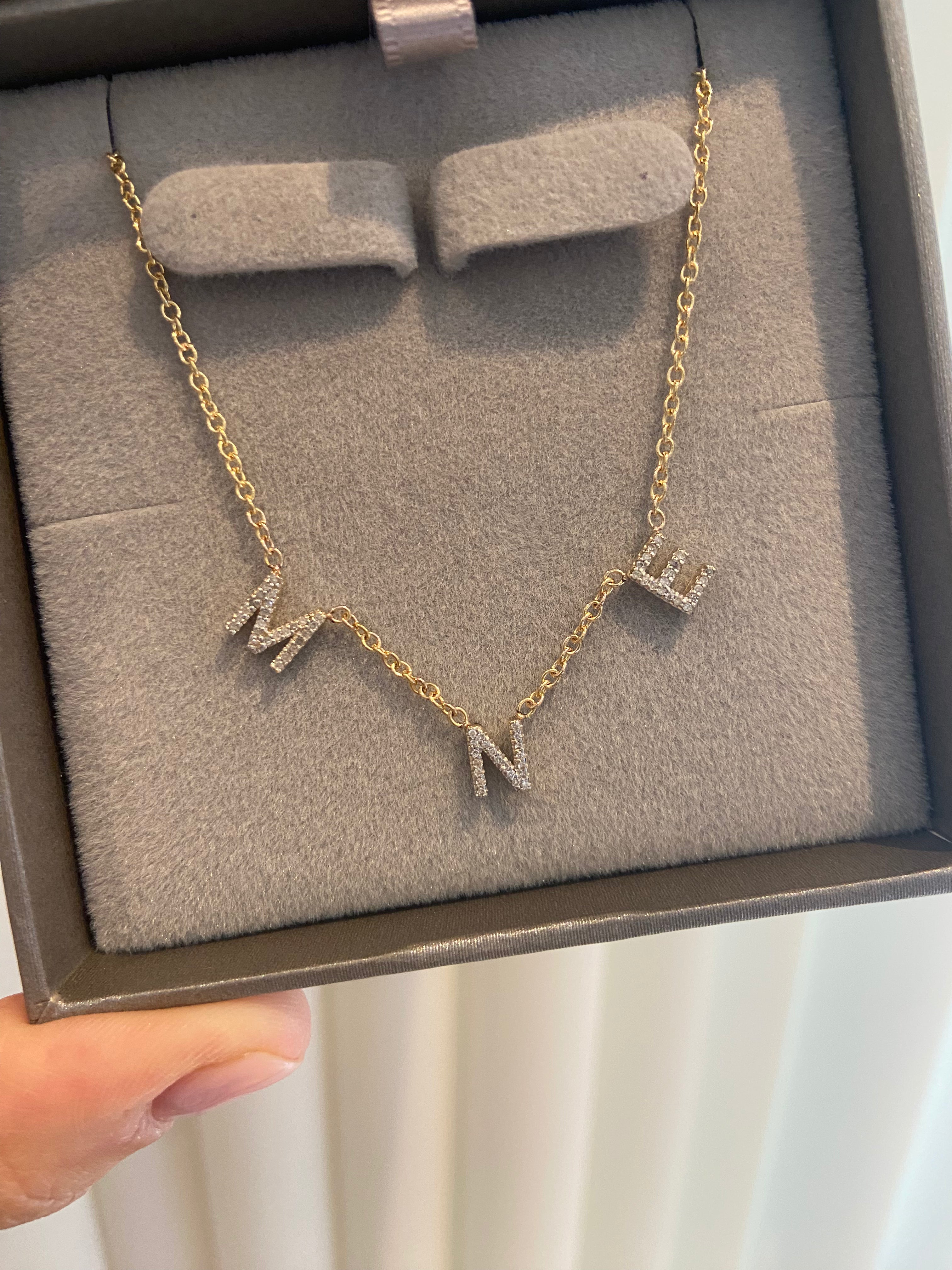10K Gold Multiple Diamond Initial Necklace