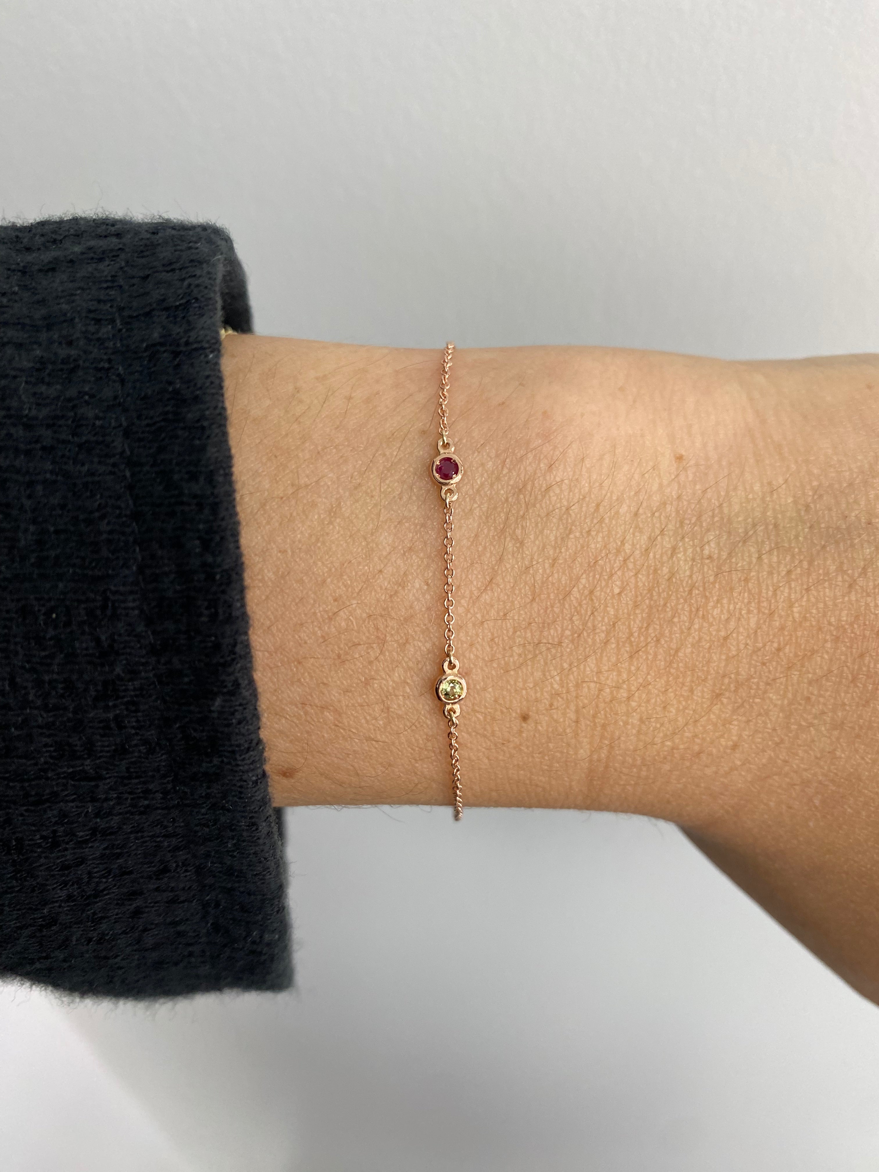 14K Gold Birthstone Bezel Bracelet