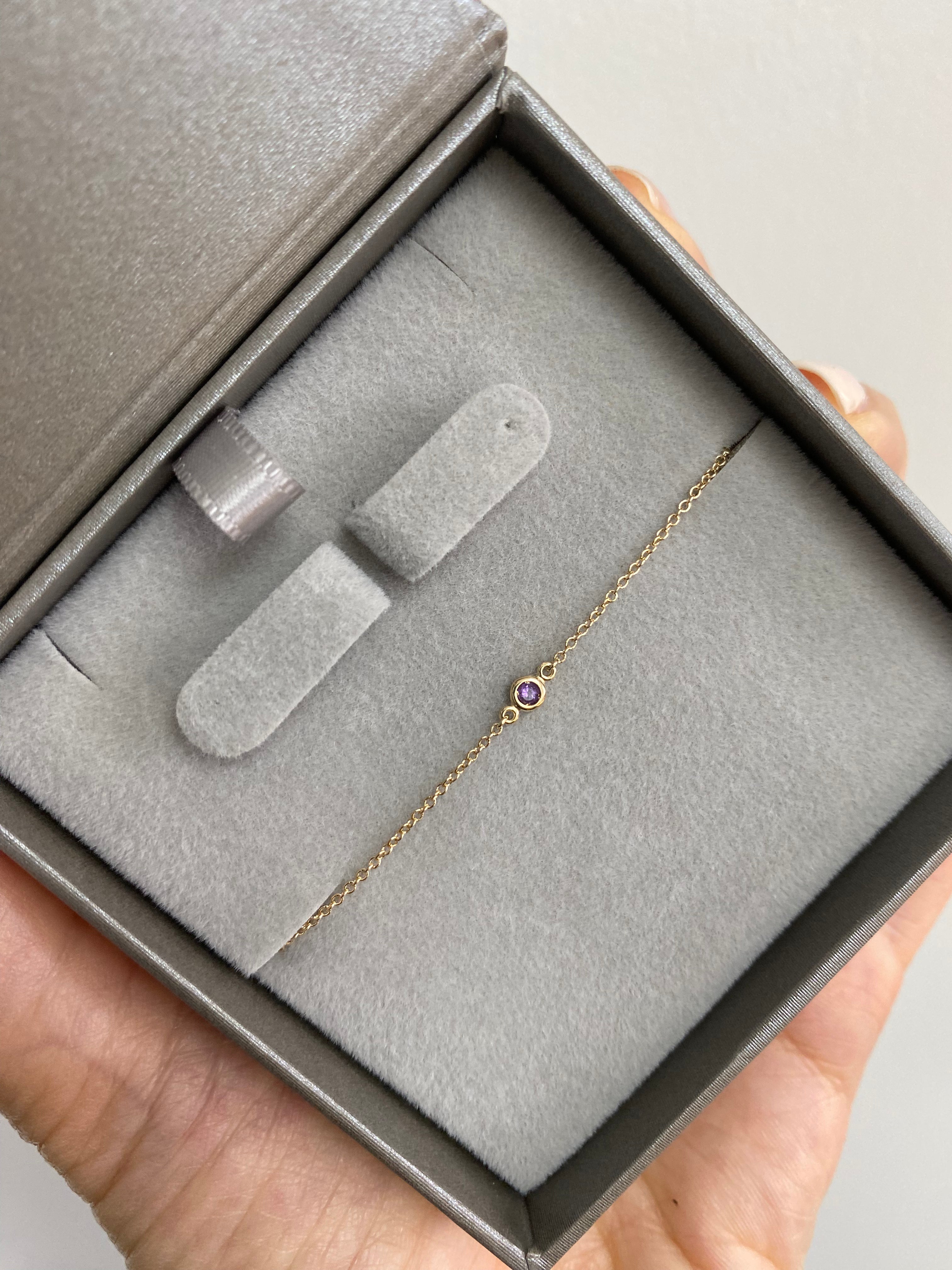 14K Gold Birthstone Bezel Bracelet