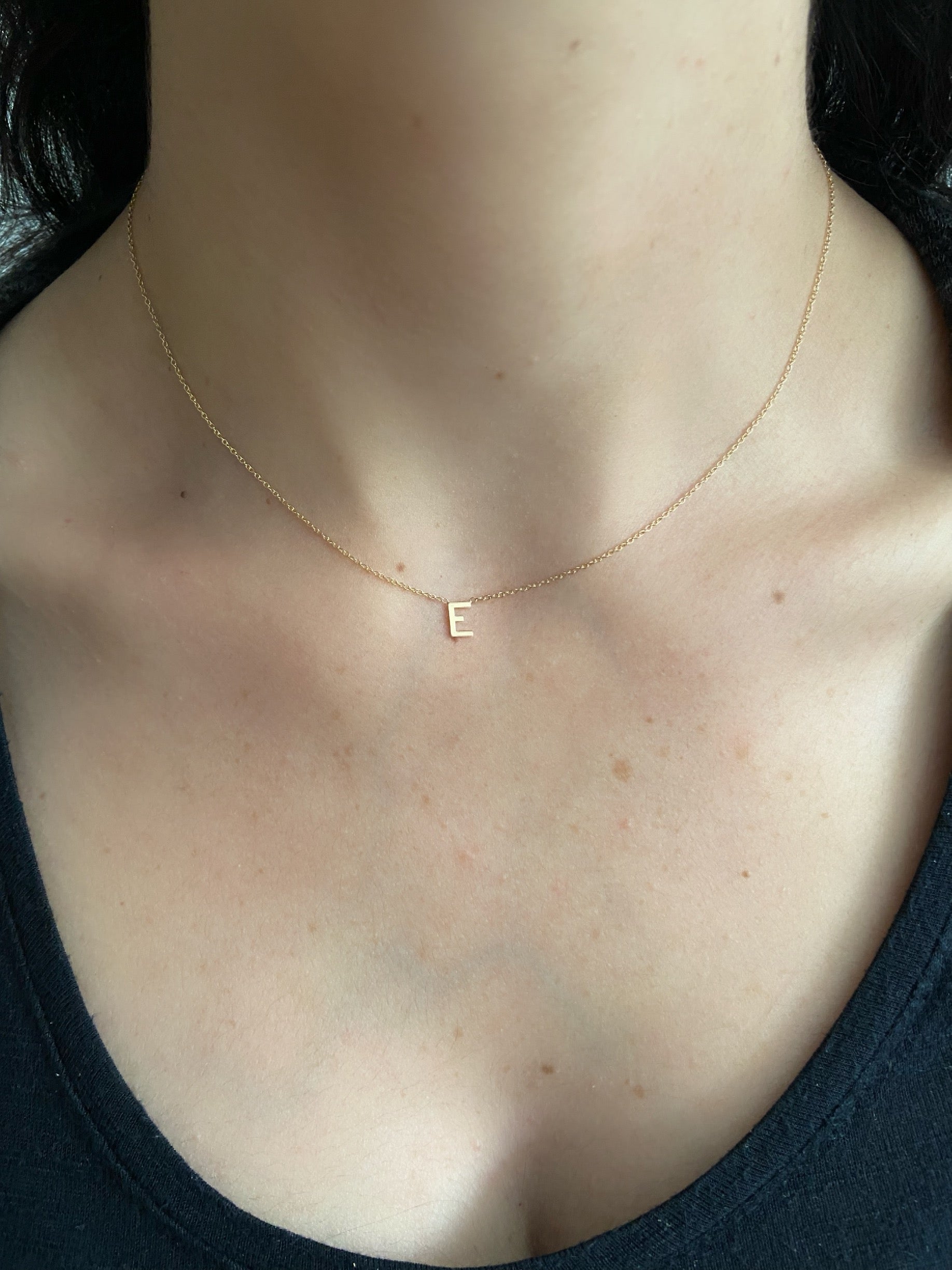 14K Gold Medium Centered Initial Necklace